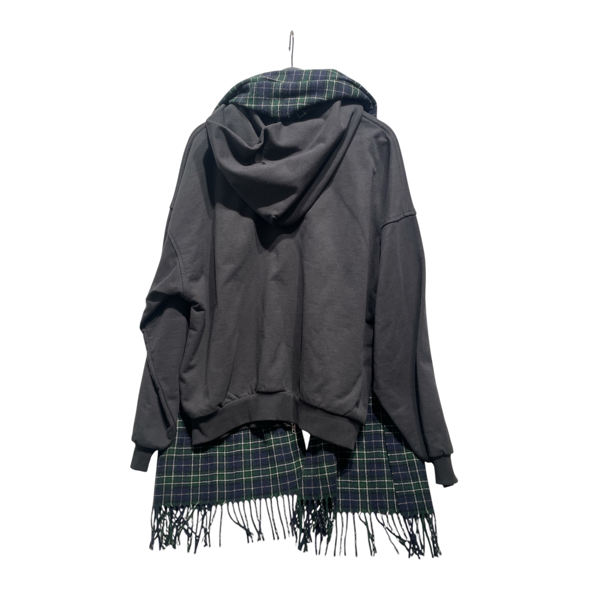 BALENCIAGA/Zip Up Hoodie/1/Cotton/GRY/Scarf Attached zip up view 2