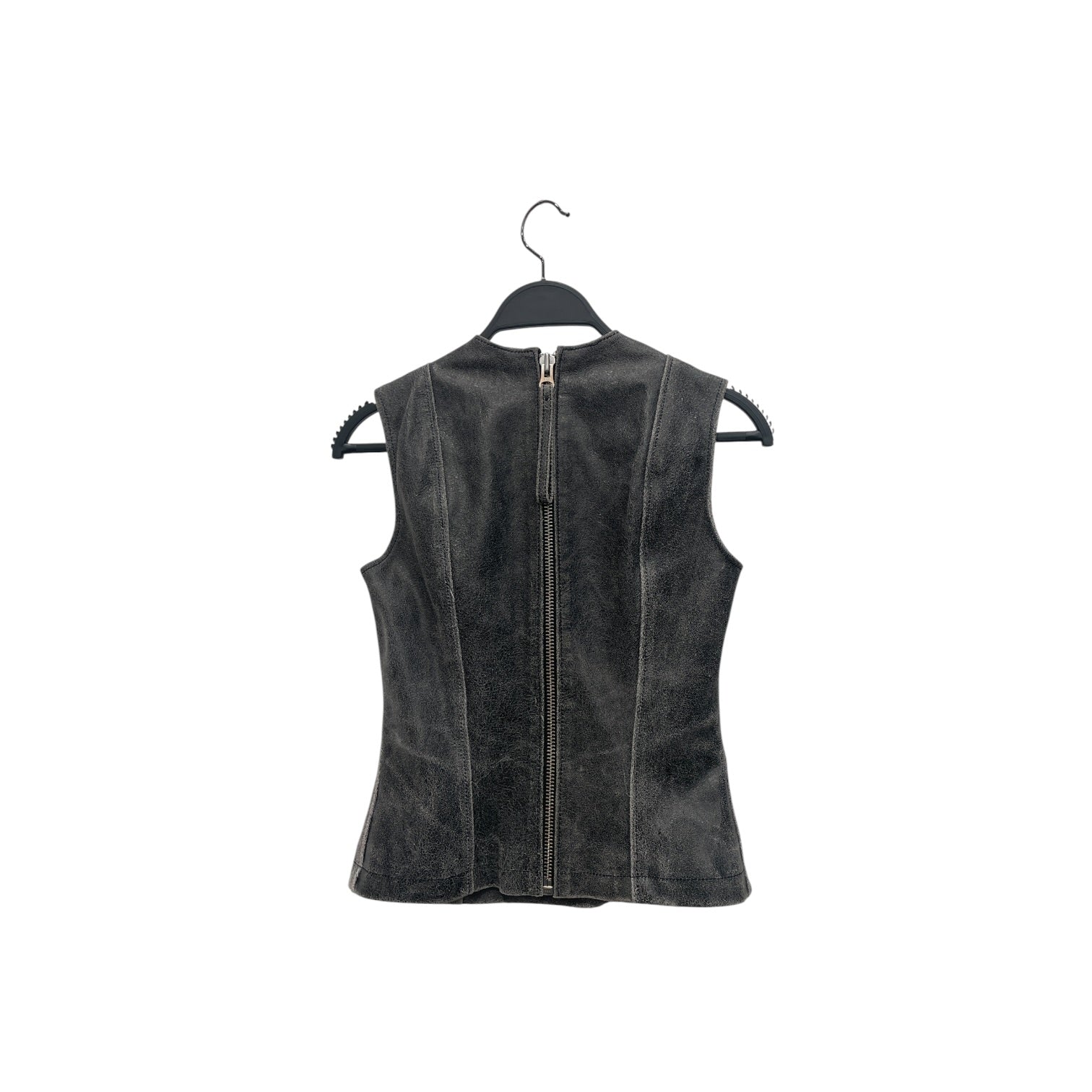 Vaquera/SS Blouse/S/Faux Leather/GRY/WASHED LEATHER GRAY ZIPPER BAC view 2