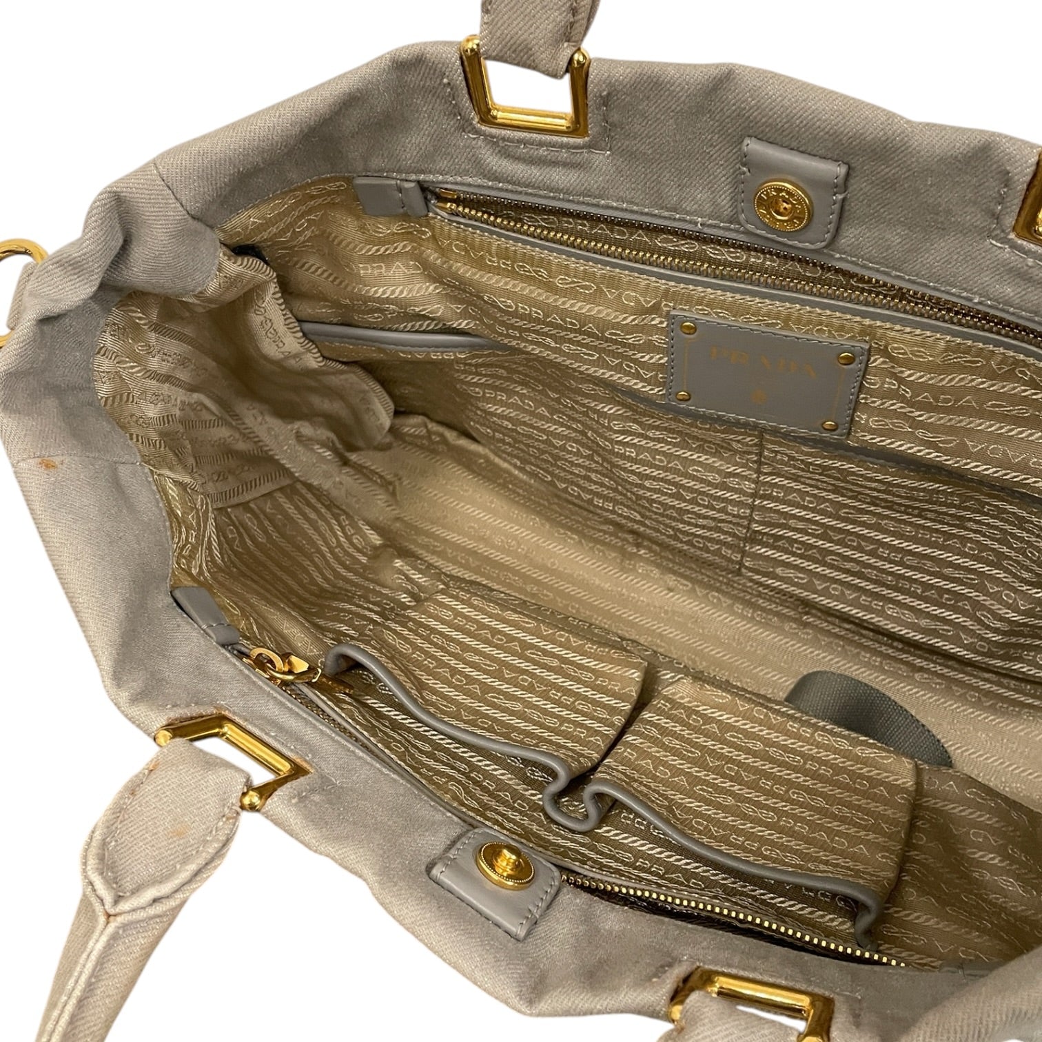 PRADA/Tote Bag/Cotton/GRY/Grey Canapa Tote Bag view 4