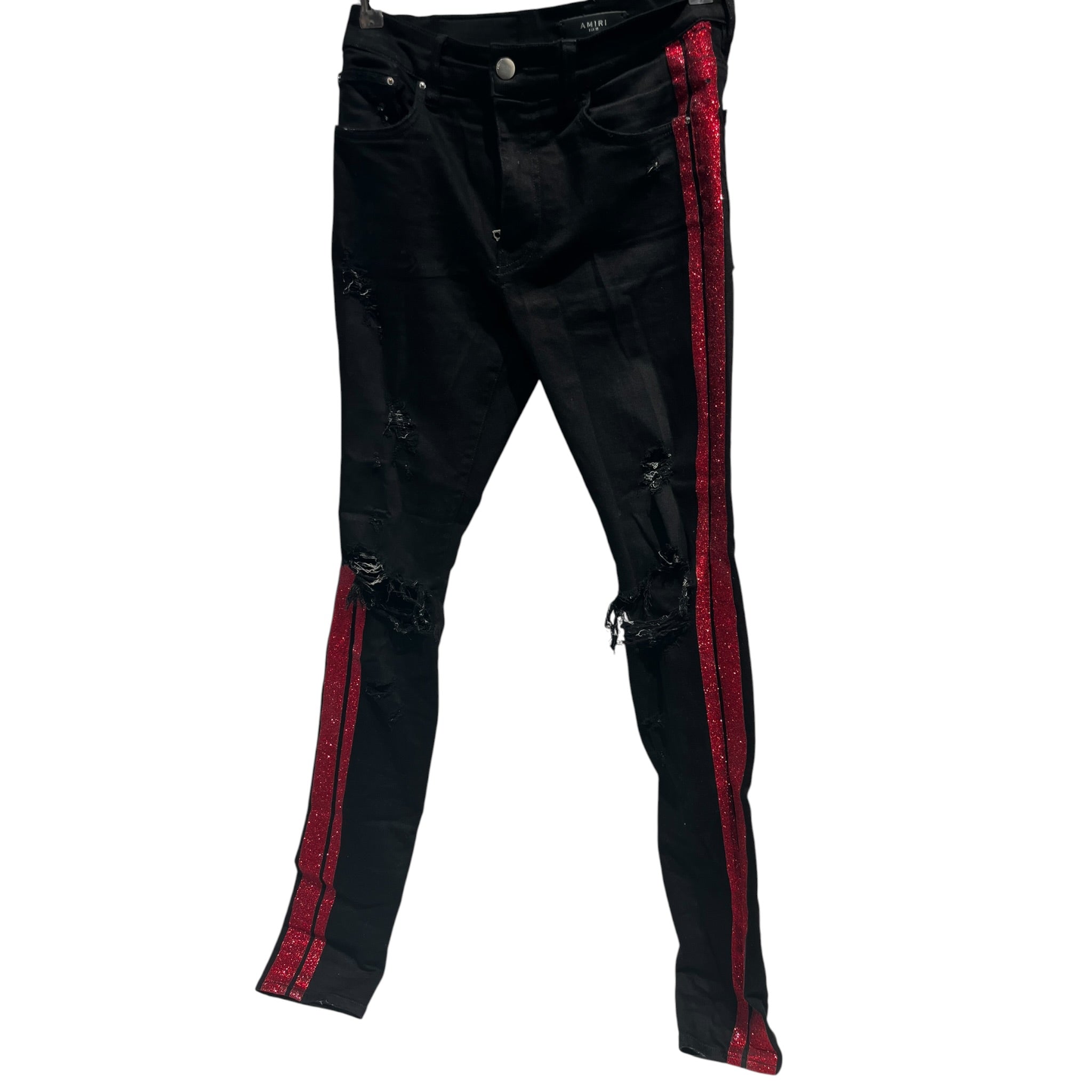 AMIRI/Skinny Pants/30/Denim/BLK/Stripe/Red Stripe view 1