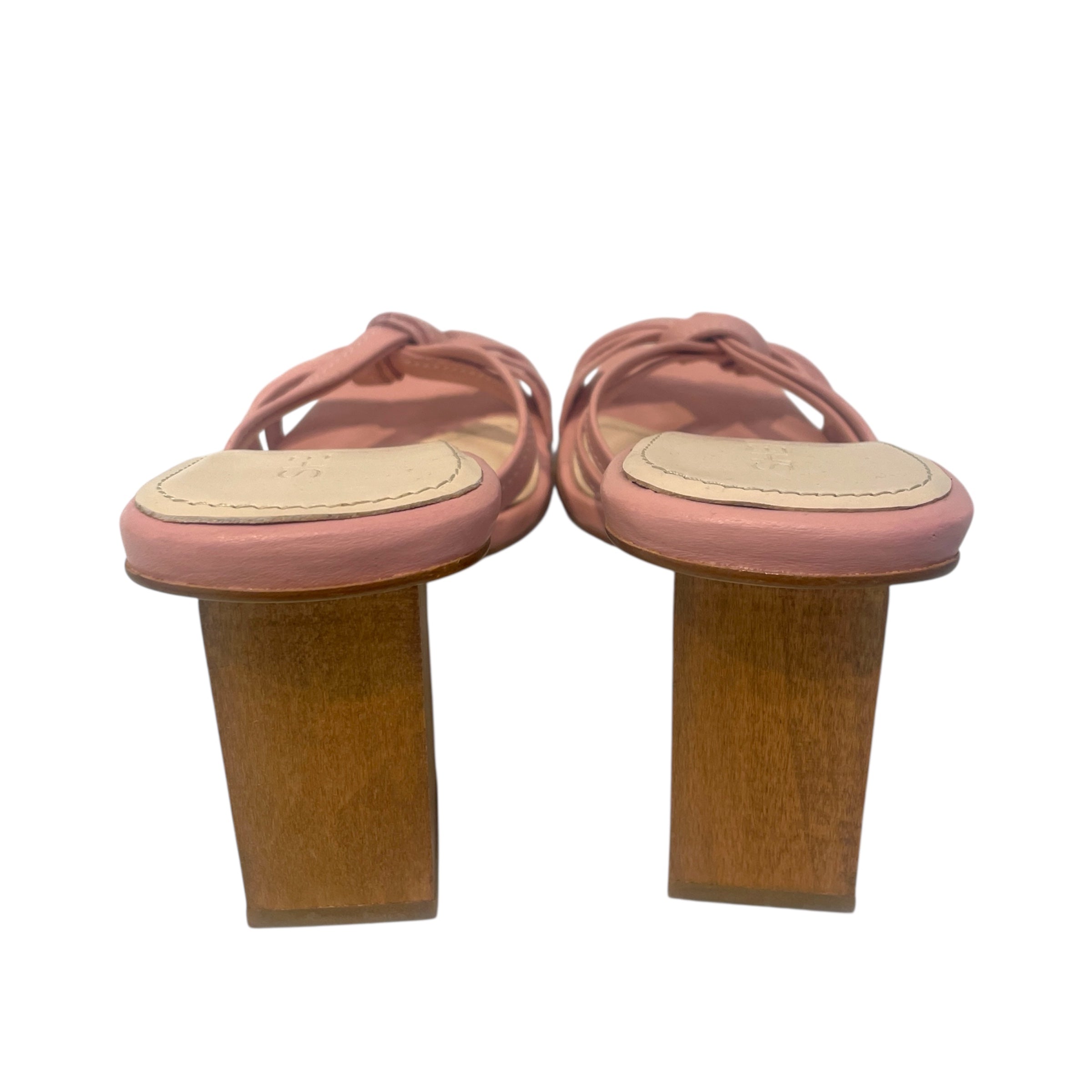 Shekudo Simone /Heels/EU 39/Leather/PNK/Open-Toe/Rope Mules Wood Heel view 2