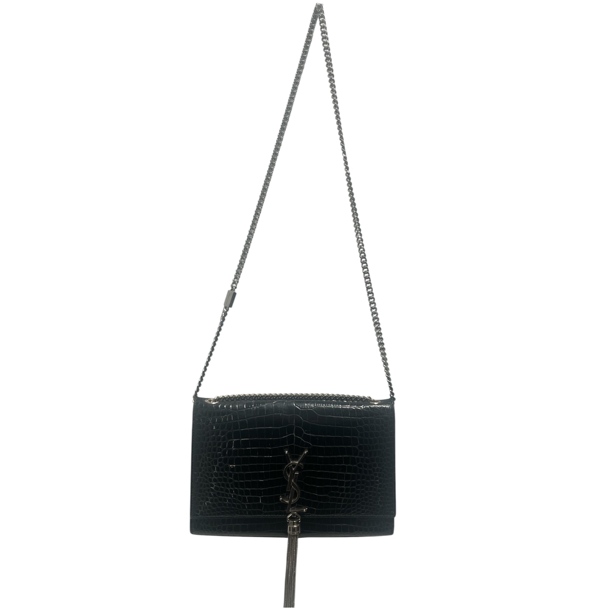 SAINT LAURENT/Cross Body Bag/Animal Pattern/Leather/BLK/Kate Tassel Croco view 1