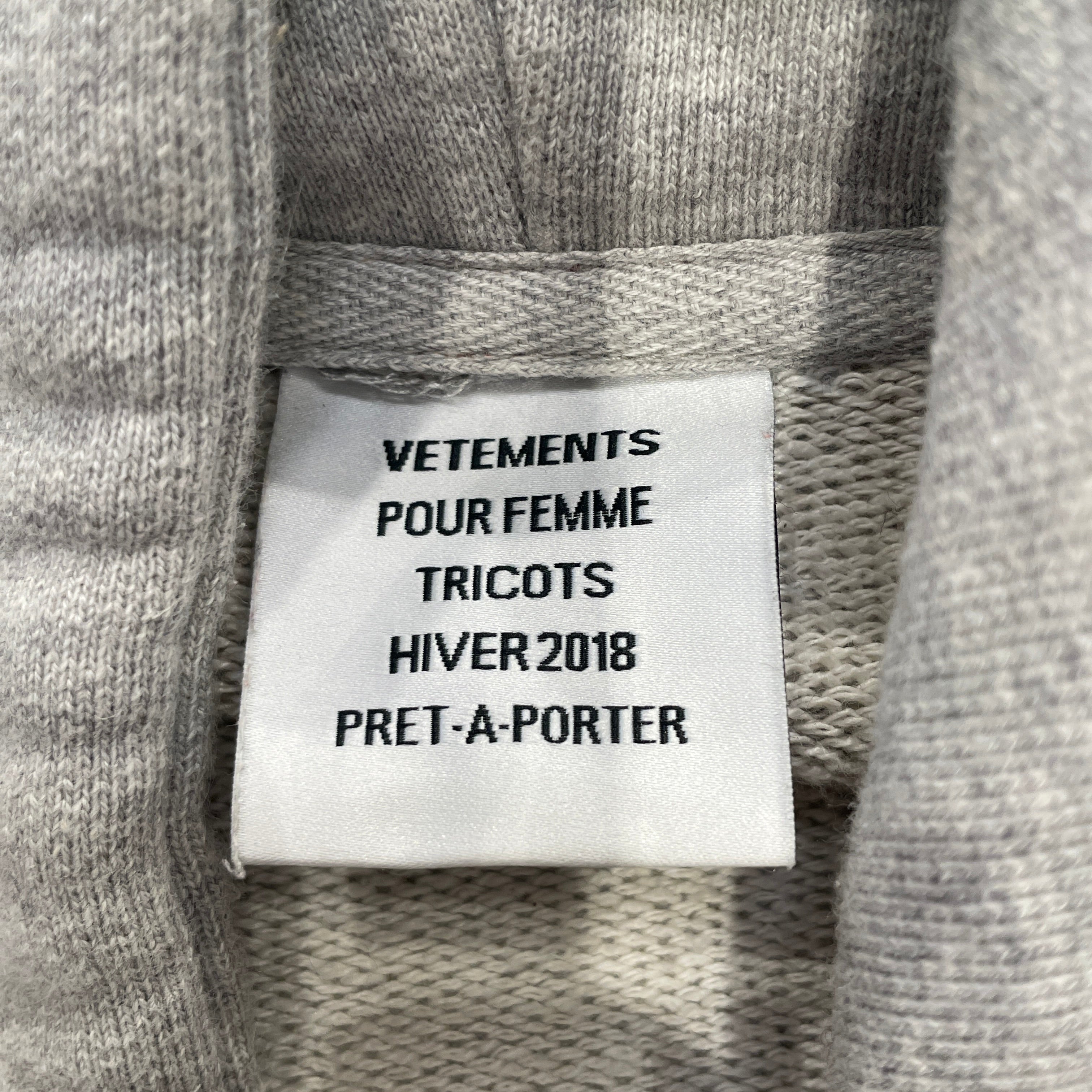 VETEMENTS/Hoodie/S/Graphic/Cotton/GRY/AW18 MISPLACED LOGO view 4