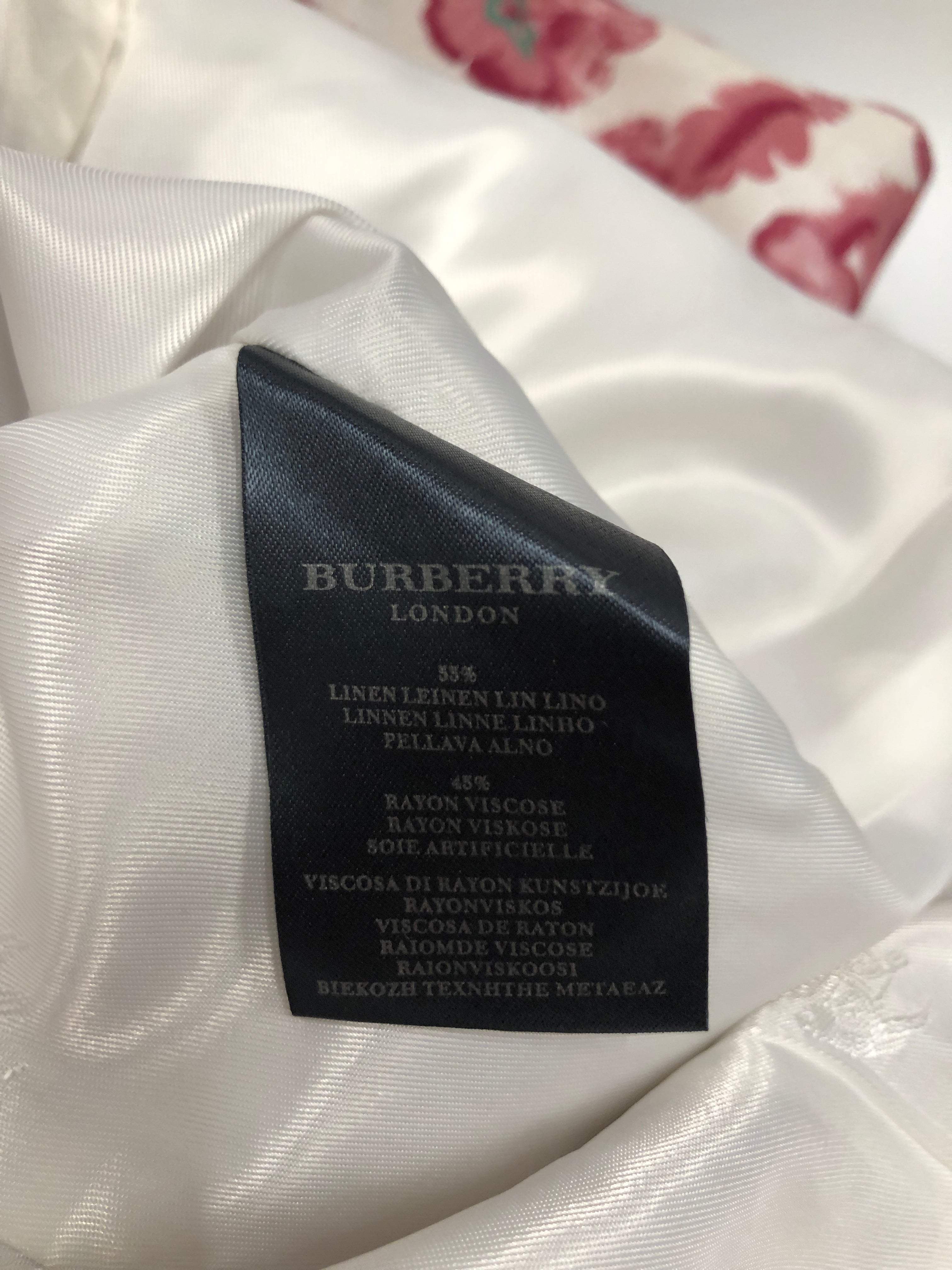 BURBERRY LONDON/Tailored Jkt/L/Floral Pattern/PNK/Double Breasted/LINEN BLEND view 4