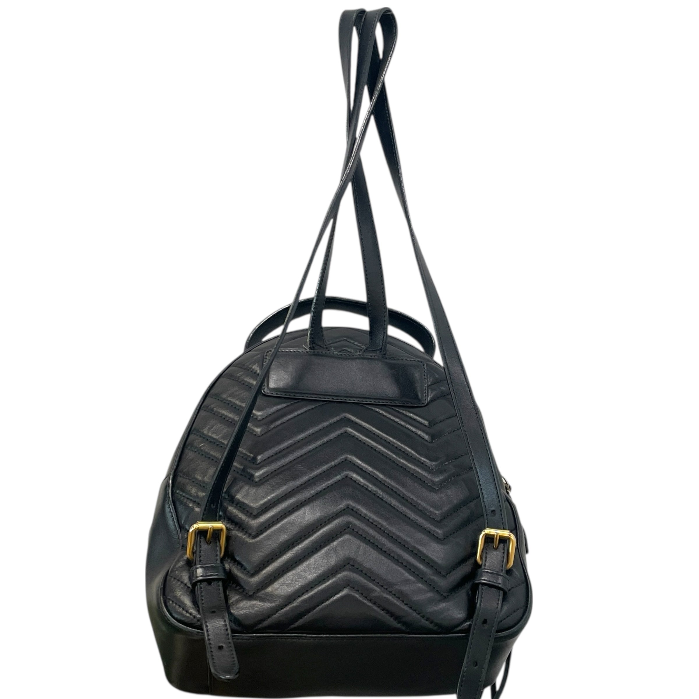 GUCCI/Backpack/Leather/BLK/Double GG marmont view 2
