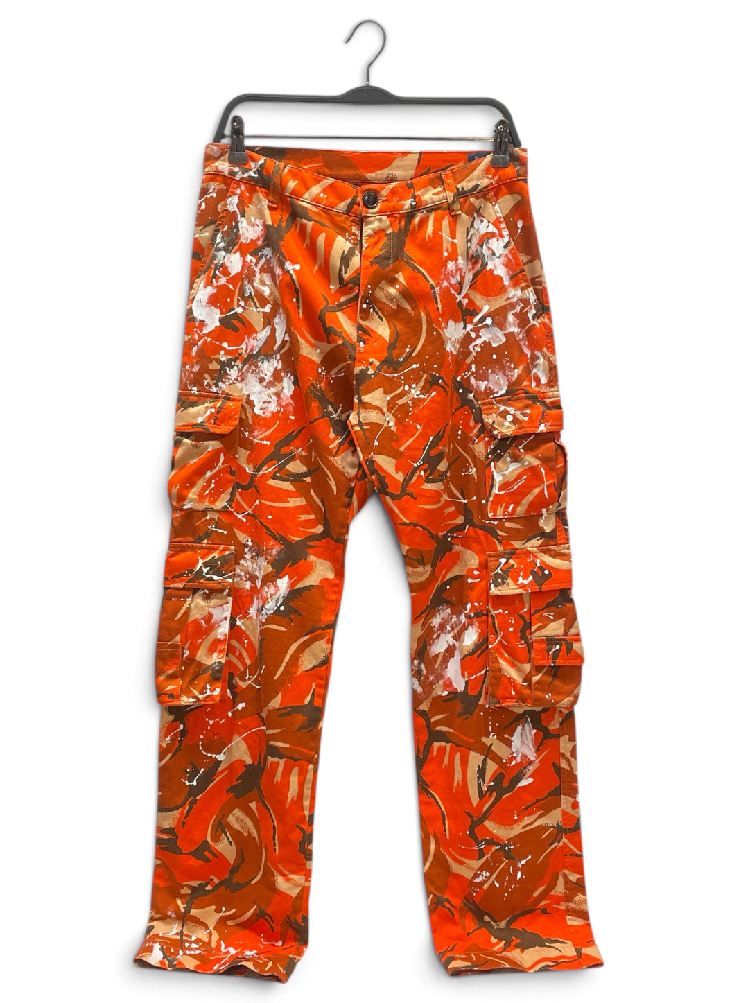 MARTINE ROSE/Cargo Pants/46/Cotton/ORN/Camouflage/WHITE PAINT SPLATTER view 1