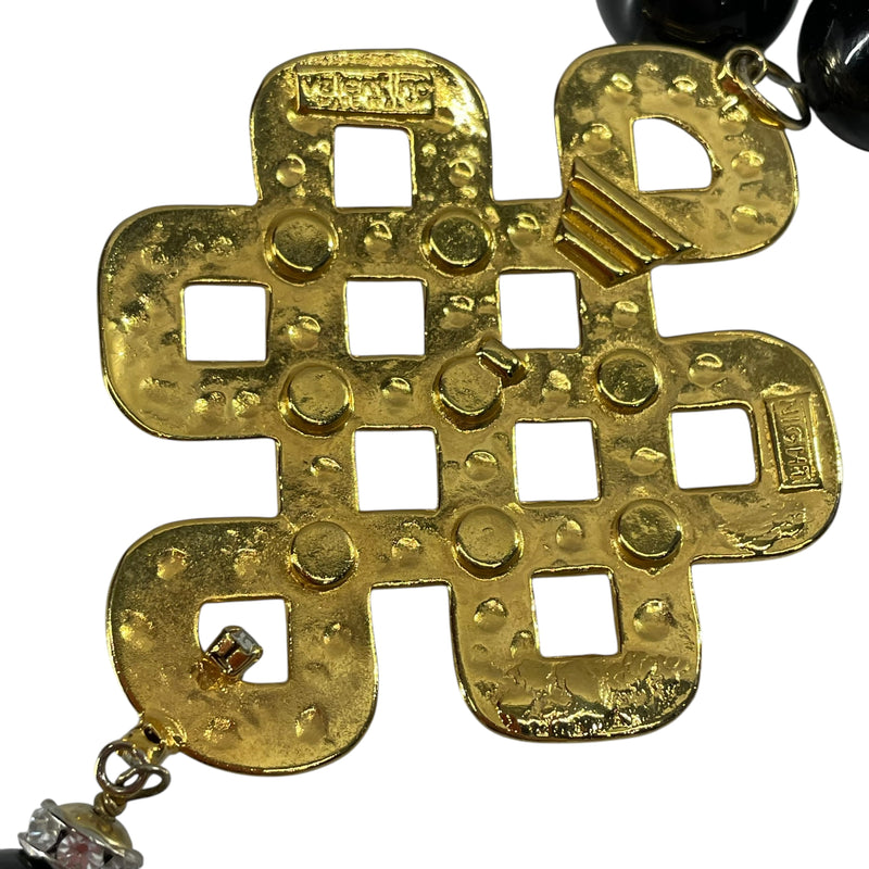 VALENTINO/Necklace/Beads/BLK/GOLD TRIM