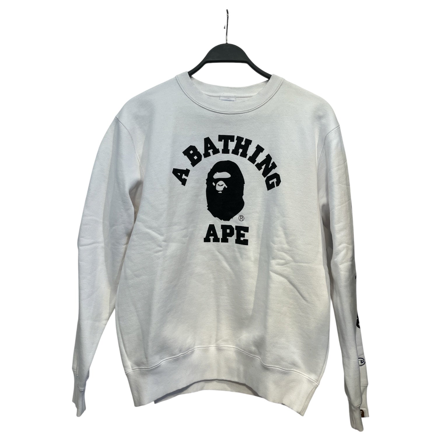 A BATHING APE/Champion/Sweatshirt/L/Cotton/WHT/CLASSIC LOGO CHAMPION SLEEVE view 1
