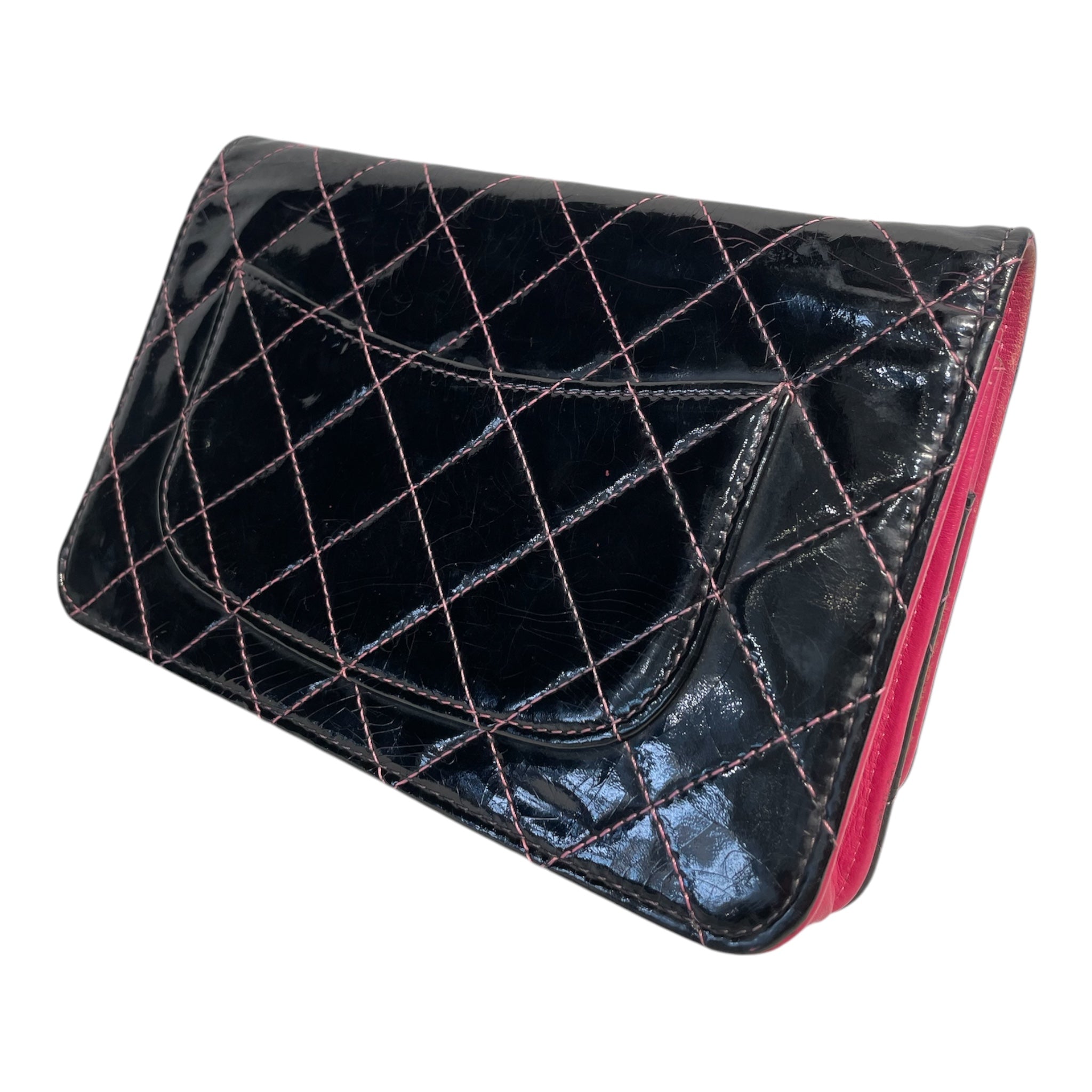CHANEL/Cross Body Bag/Leather/BLK/Pink and Black Wallet on chain view 2