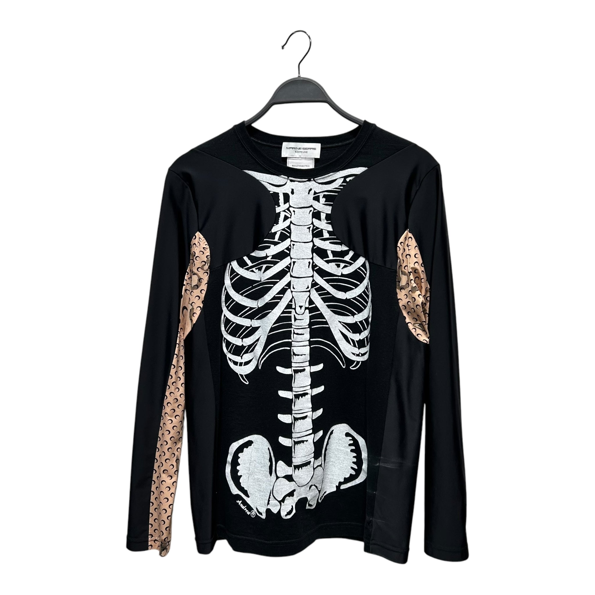MARINE SERRE/LS T-Shirt/L/Cotton/BLK/All Over Print/SKELETON FRONT view 1