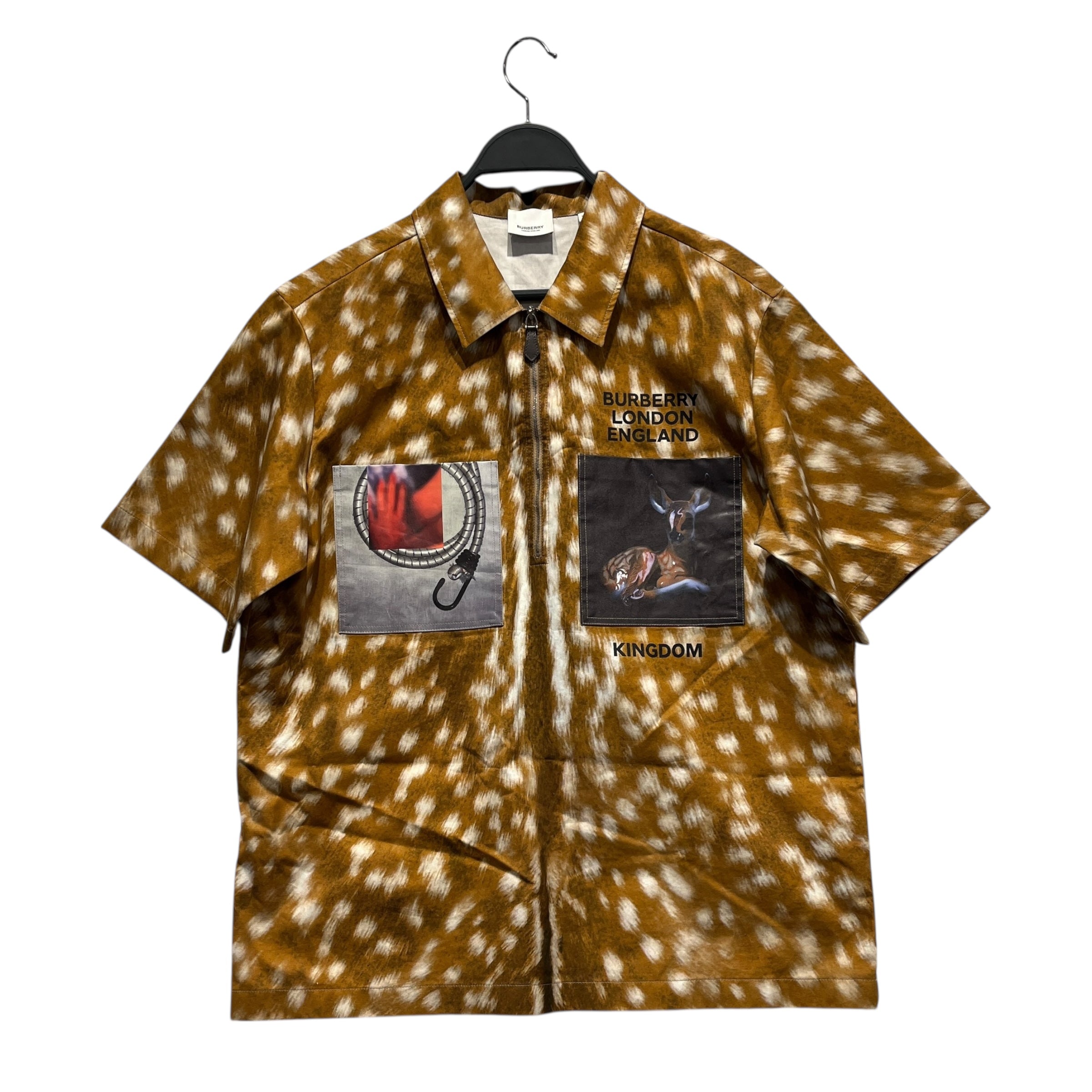 BURBERRY/Polo Shirt/6/Cotton/MLT/All Over Print/fawn deer print 1/4 zip view 1