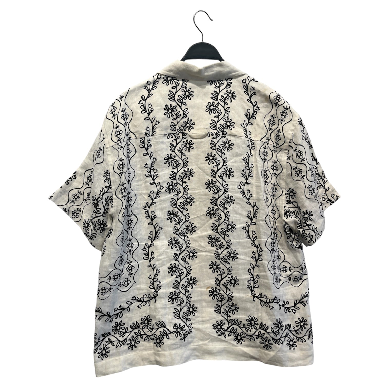 JACQUEMUS/SS Shirt/52/Cotton/WHT/Floral Pattern/black floral stripes view 2