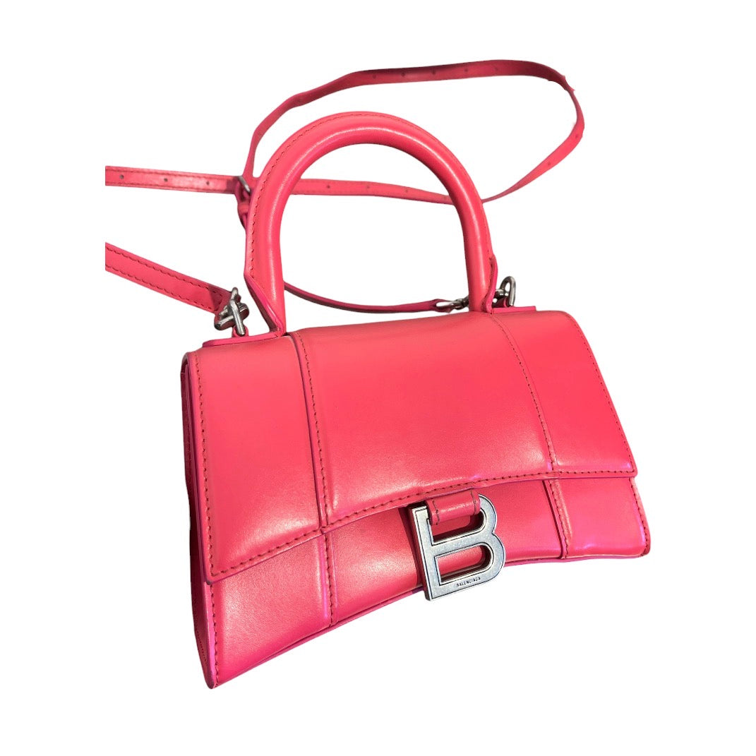 BALENCIAGA/Cross Body Bag/Leather/PNK/Hourglas top handle view 6