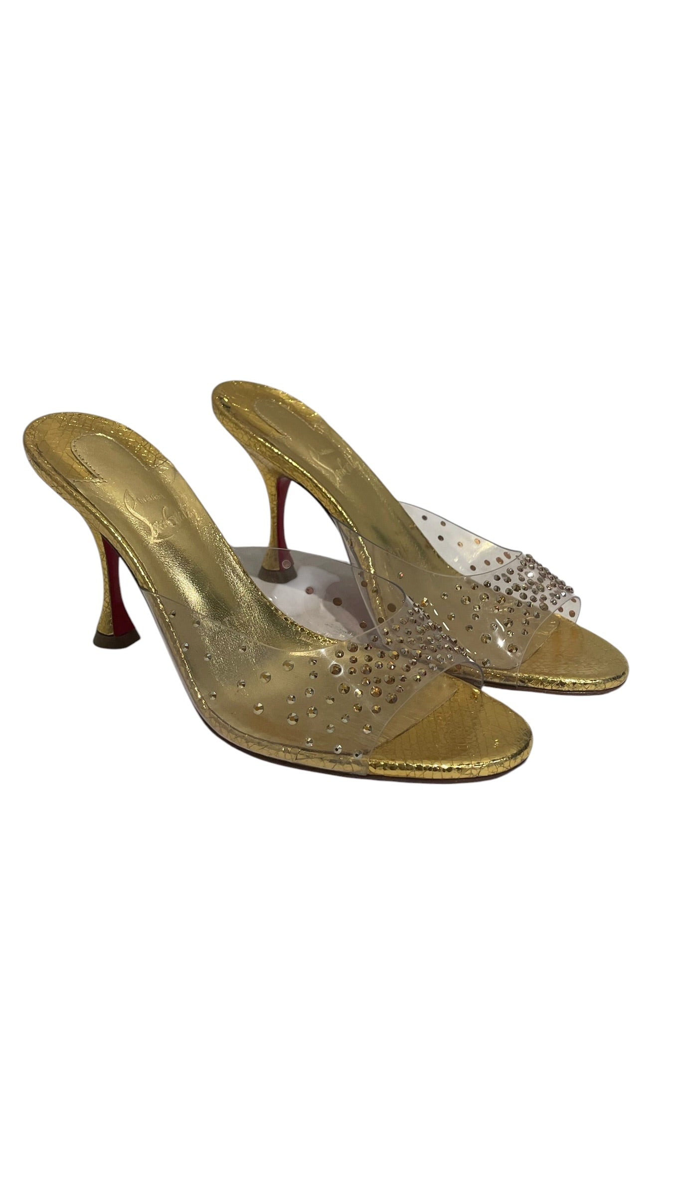 Christian Louboutin/Heels/EU 37.5/Leather/GLD/Degramule Strass 85 view 1