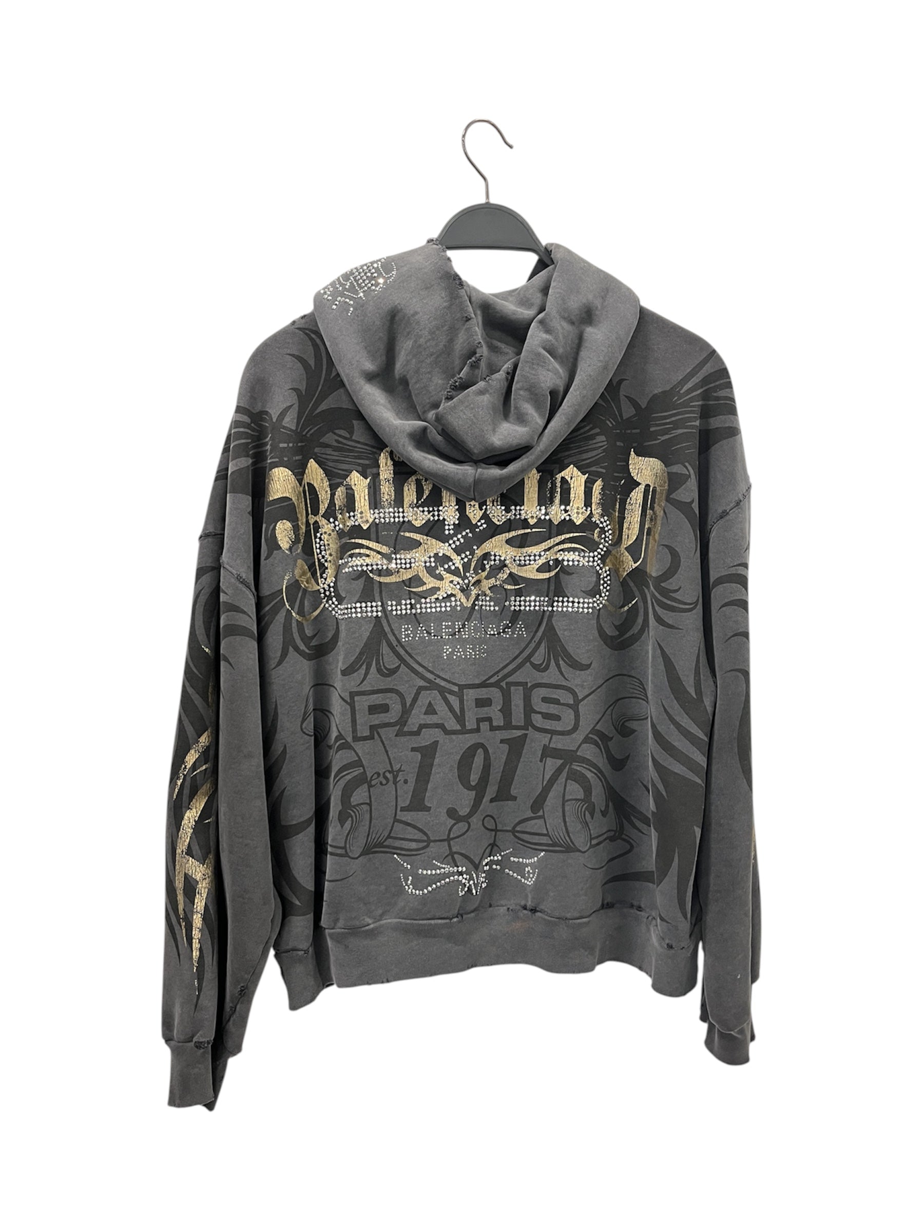 BALENCIAGA/Hoodie/XXL/All Over Print/Cotton/GRY/Pullover/ view 2