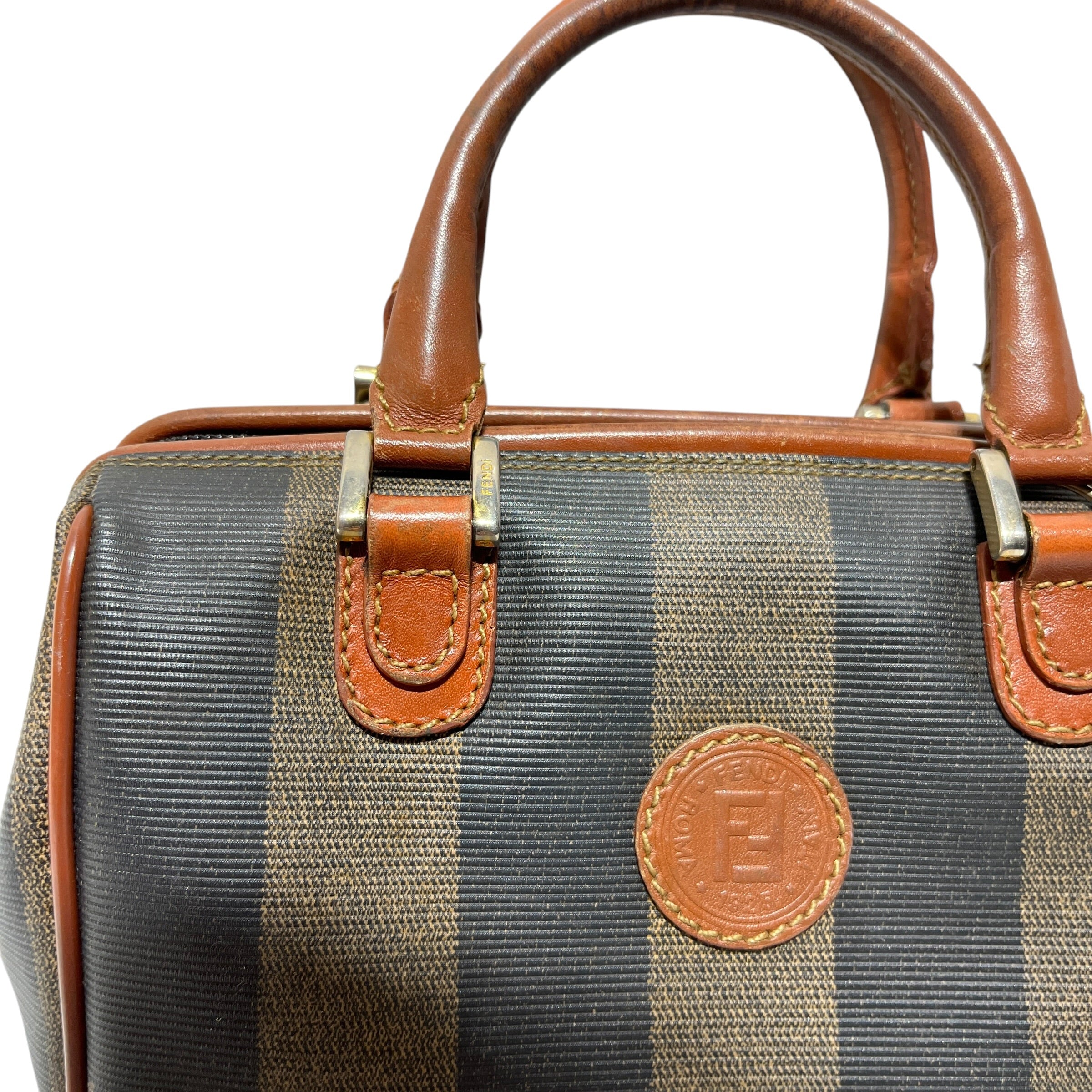 FENDI/Boston Bag/Stripe/Leather/BRW/PEQUIN BOSTON view 6