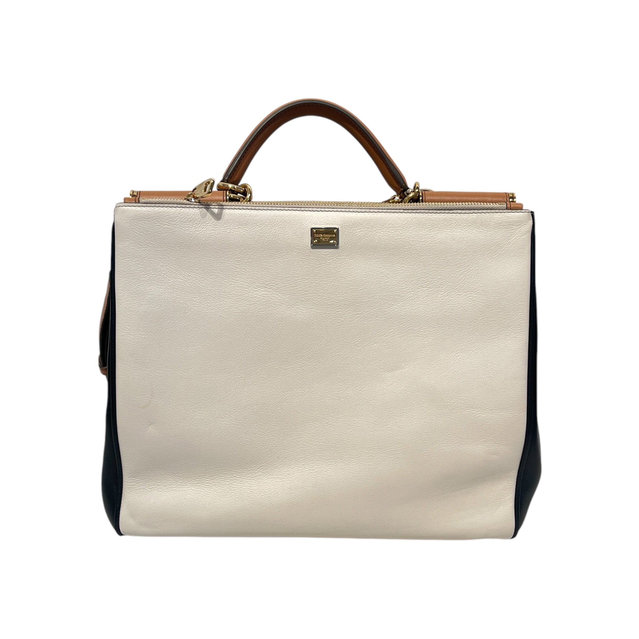 DOLCE&GABBANA/Tote Bag/Leather/CRM/blk/bwn/sicily view 1