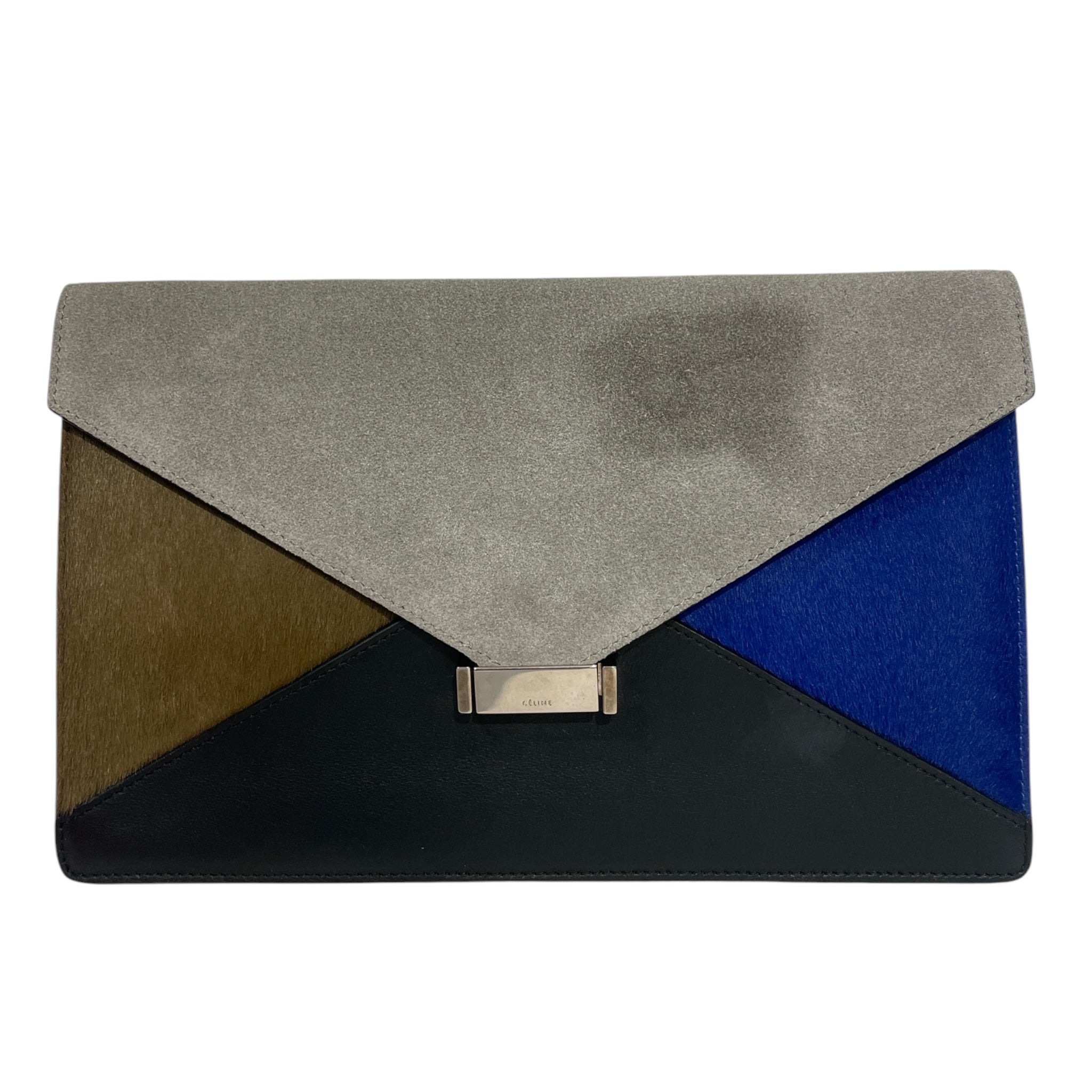 CELINE/Clutch Bag/Border/Leather/BLK/DIAMOND CLUTCH BLUE BROWN view 1