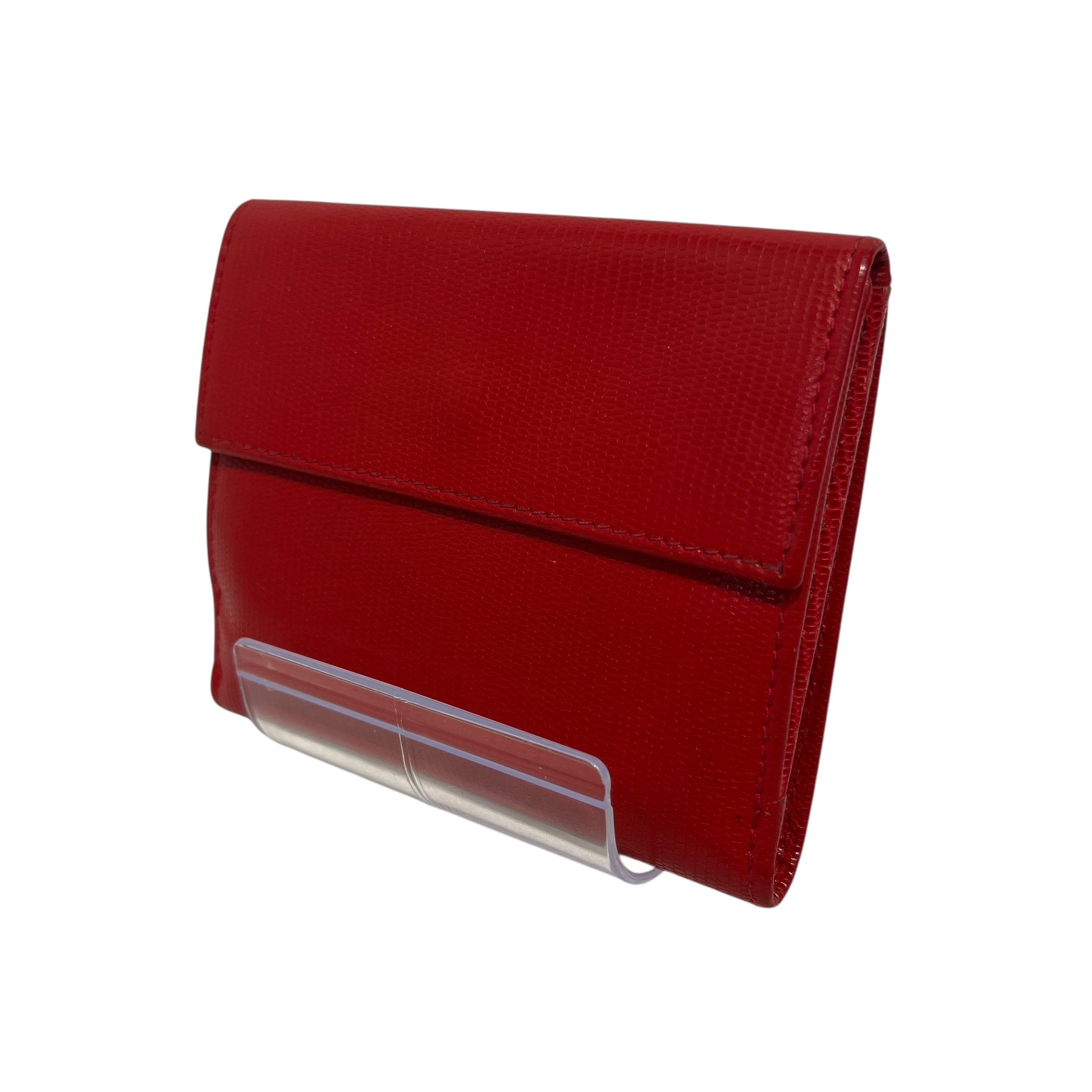 CELINE/Trifold Wallet/OS/Leather/RED/gold accent view 2