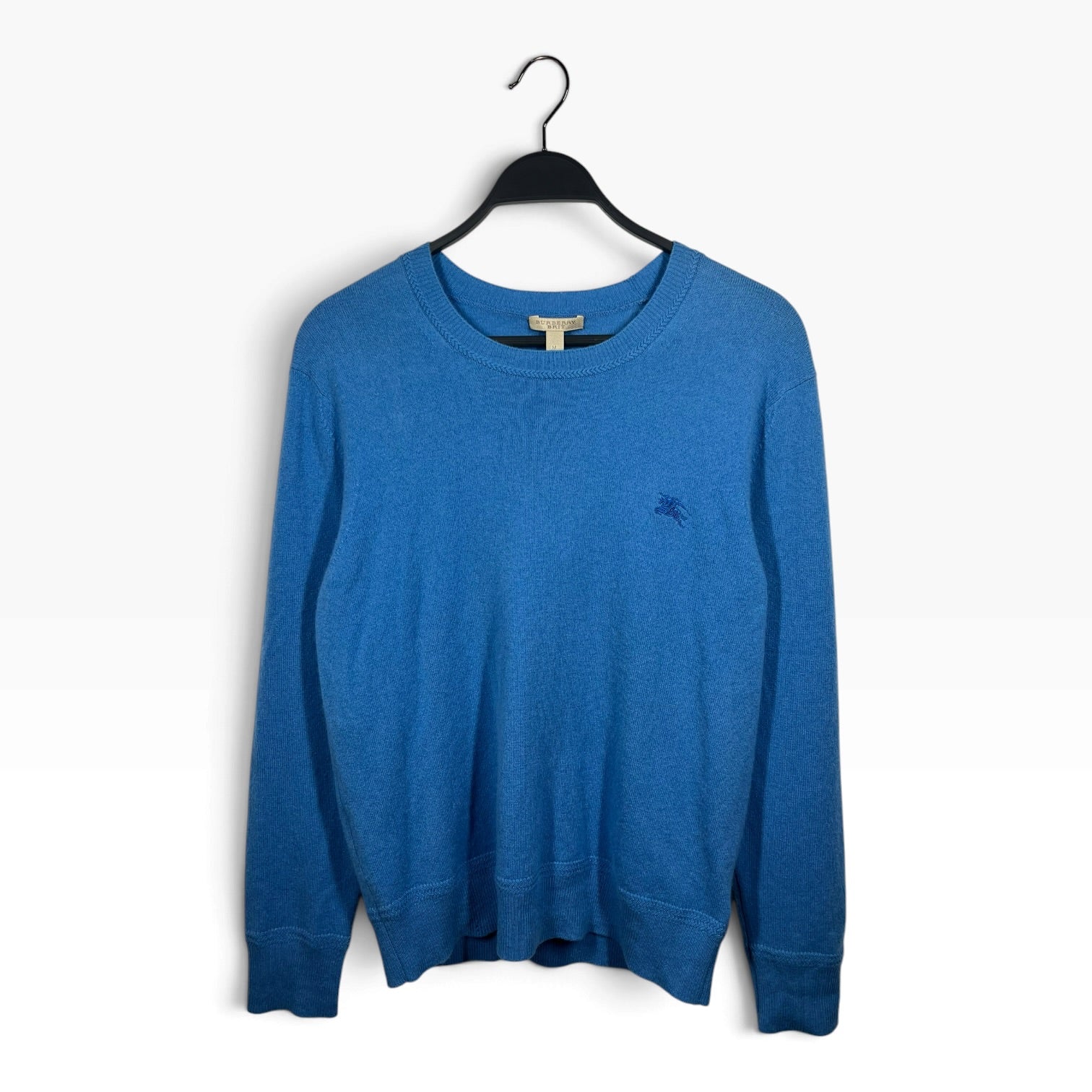 BURBERRY BRIT/Sweater/M/Cashmere/BLU/Burberry Logo Sweater view 1