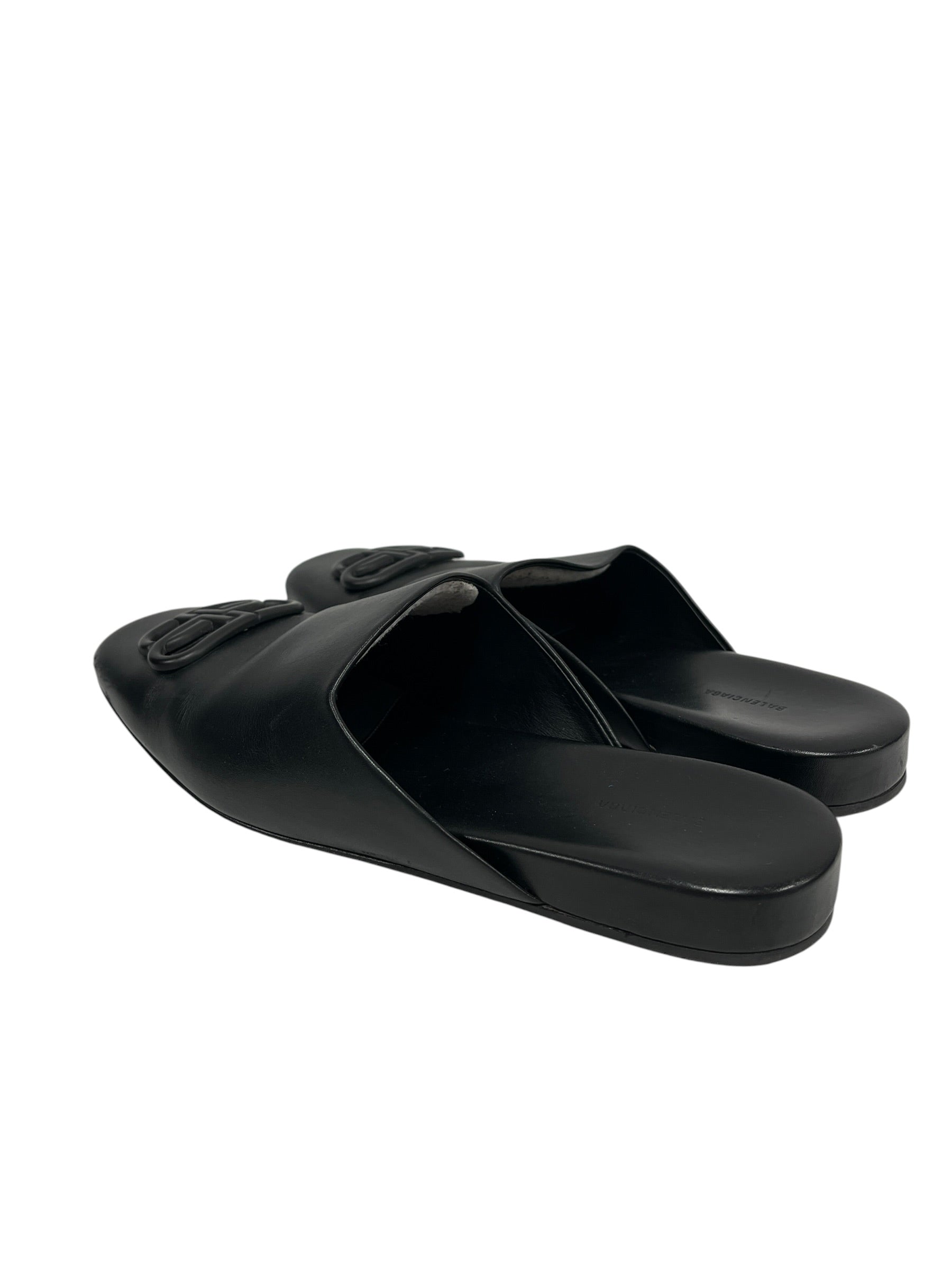BALENCIAGA/Flat Shoes/EU 38.5/Leather/BLK/Straight Tip/ view 2