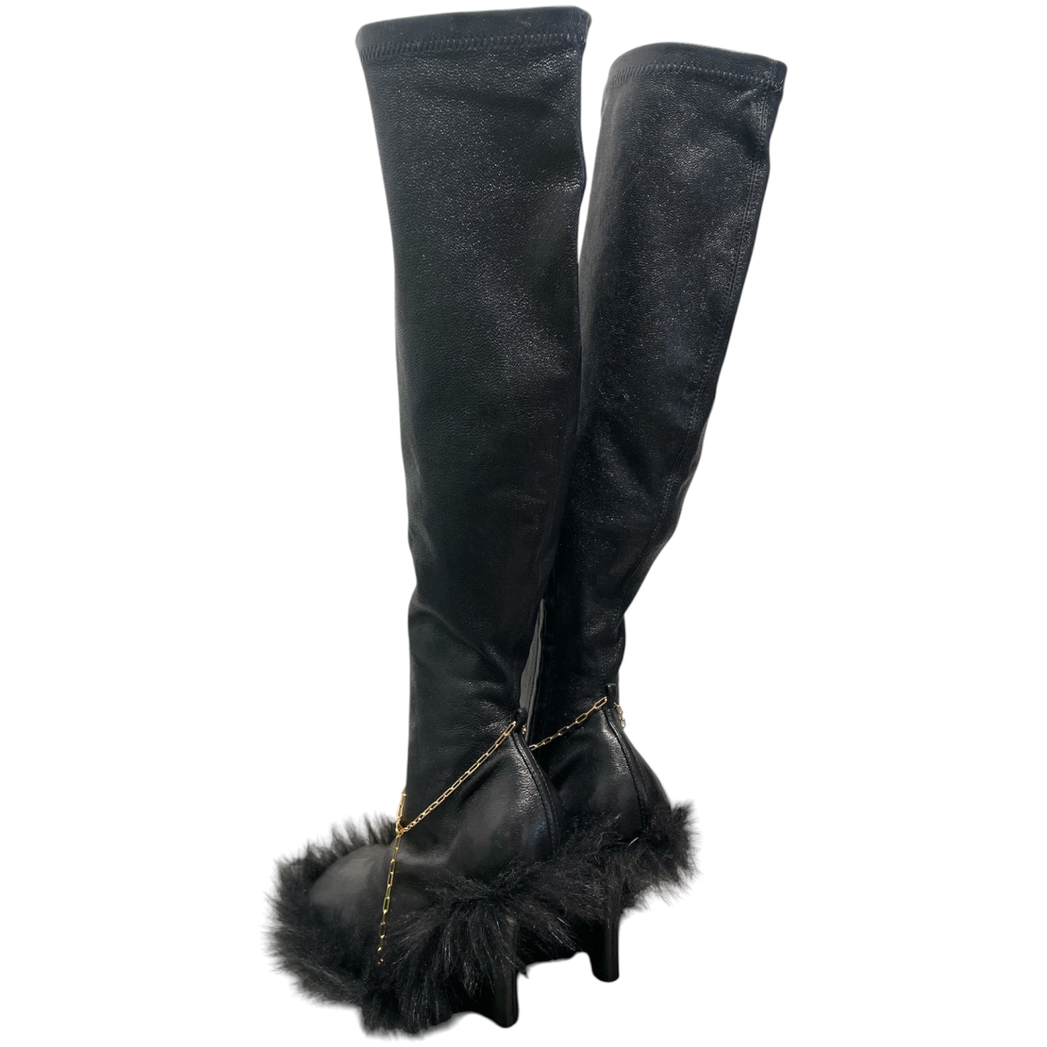 BURBERRY/Long Boots/EU 36/Leather/BLK/Chain-link accents sock boots view 2
