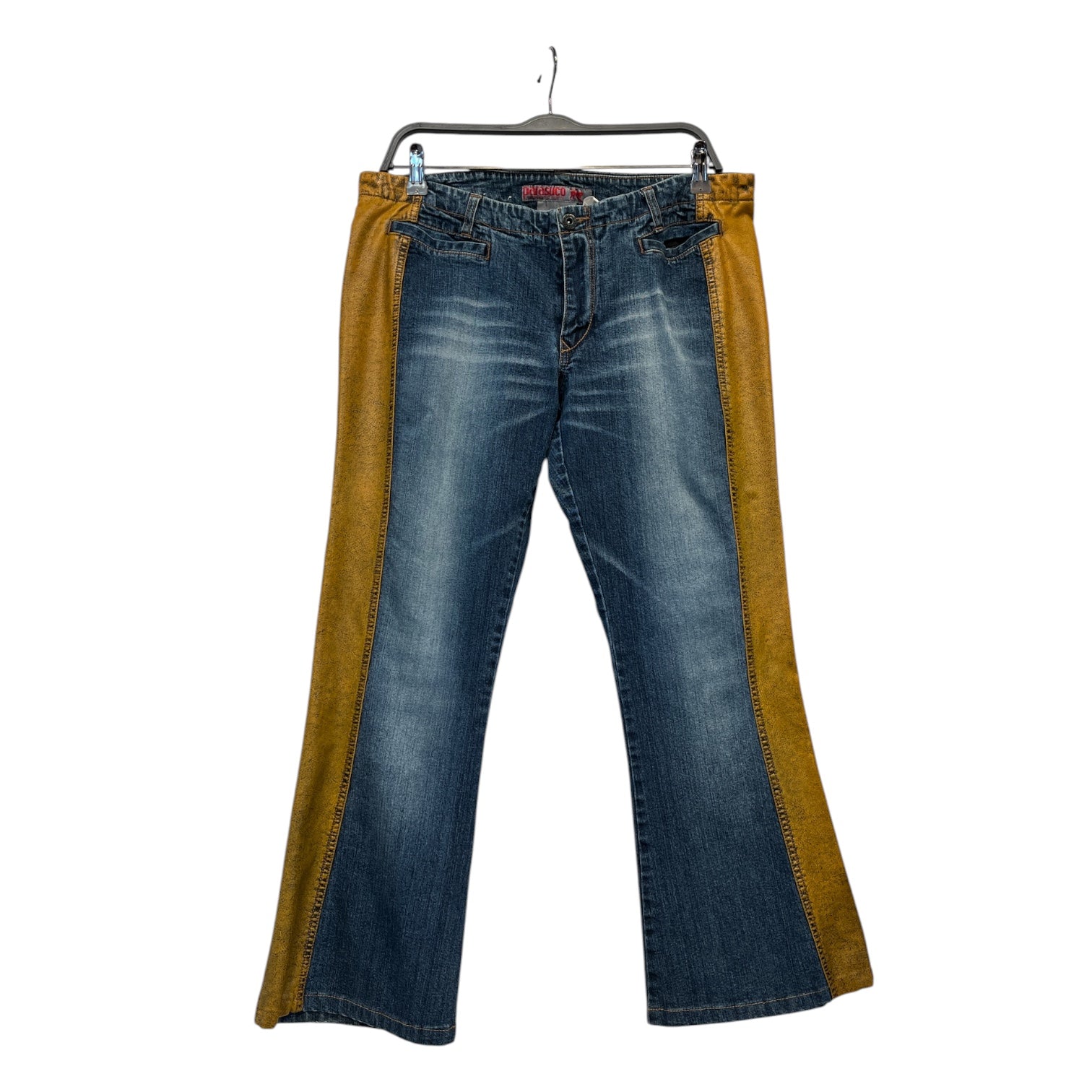 parasuco/Bootcut Pants/34/Stripe/Denim/BLU/LEATHER PANEL BOOTCUT JEANS view 1