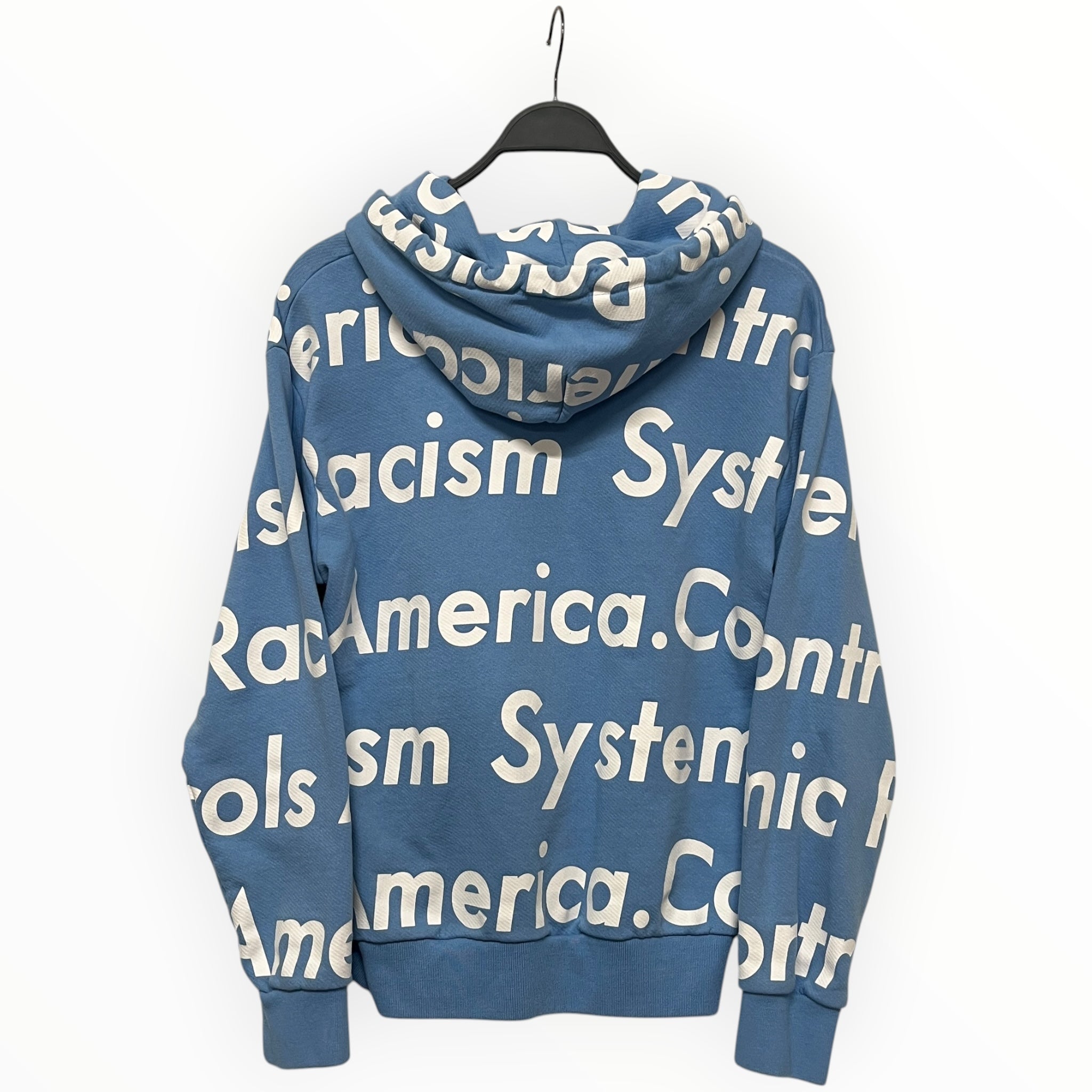 DENIM TEARS/Zip Up Hoodie/M/All Over Print/Cotton/BLU/SYSTEMIC RACISM ZIP UP view 2