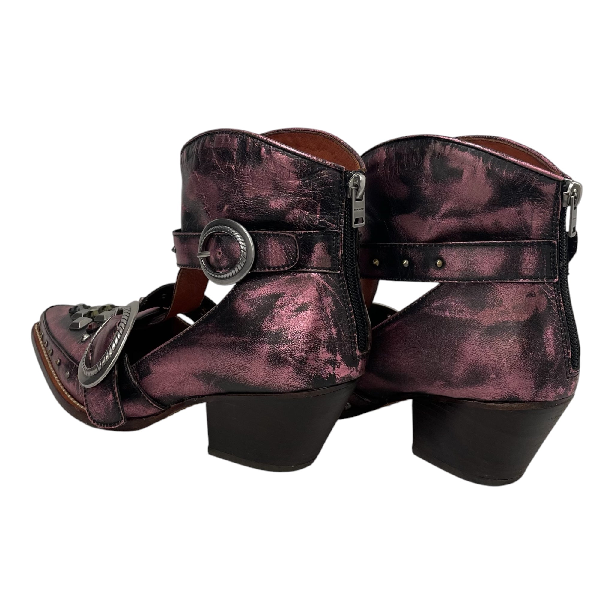 COACH/Dress Shoes/US 8.5/Glitter/Leather/PPL/STUDSTONETIP view 3