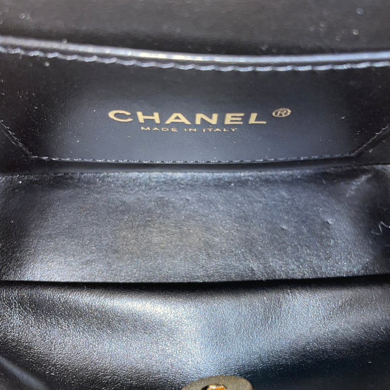 CHANEL/Cross Body Bag/S/Leather/GLD/CRYSTAL CC