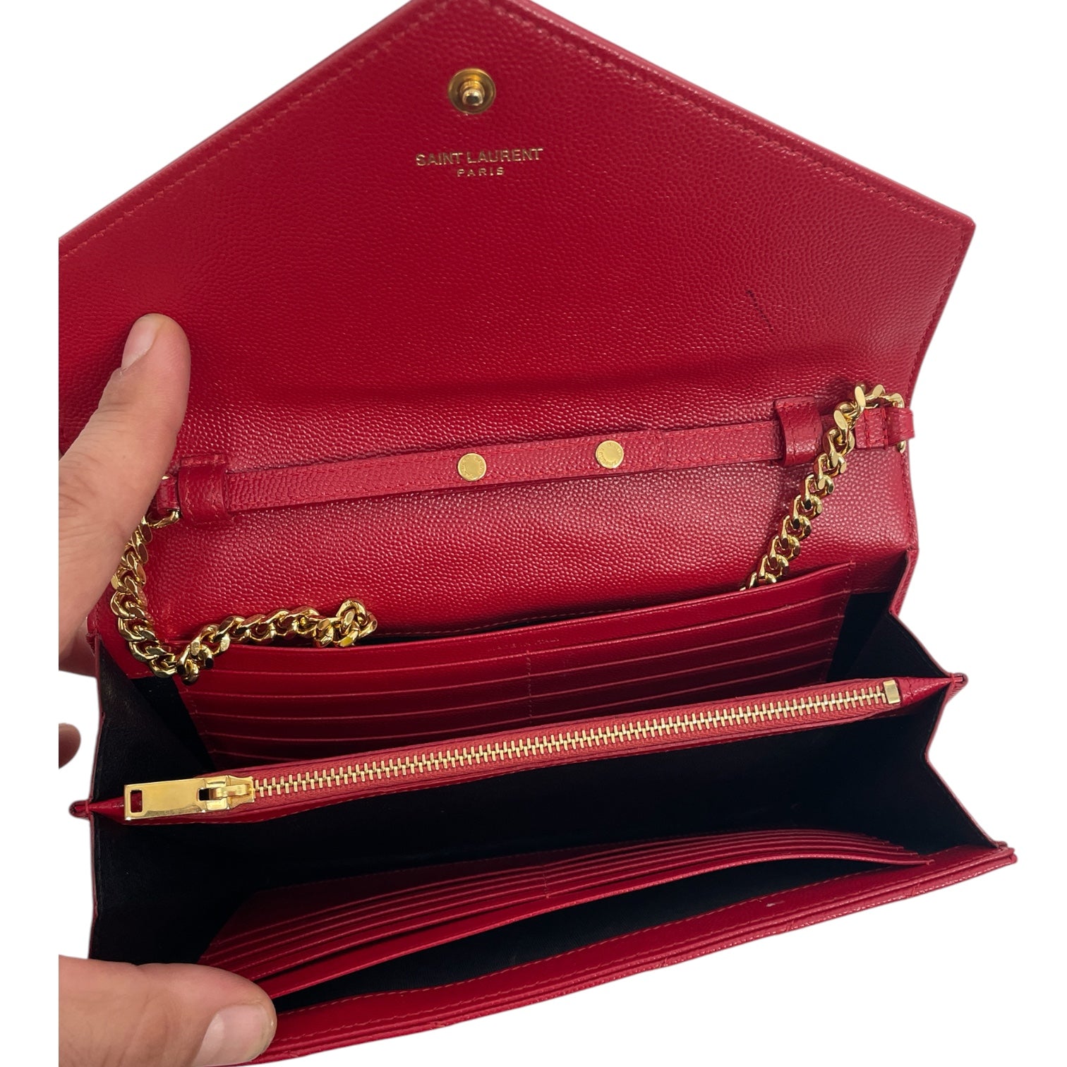 SAINT LAURENT/Bag/Leather/RED/MONOGRAM ENVELOPE BAG view 4