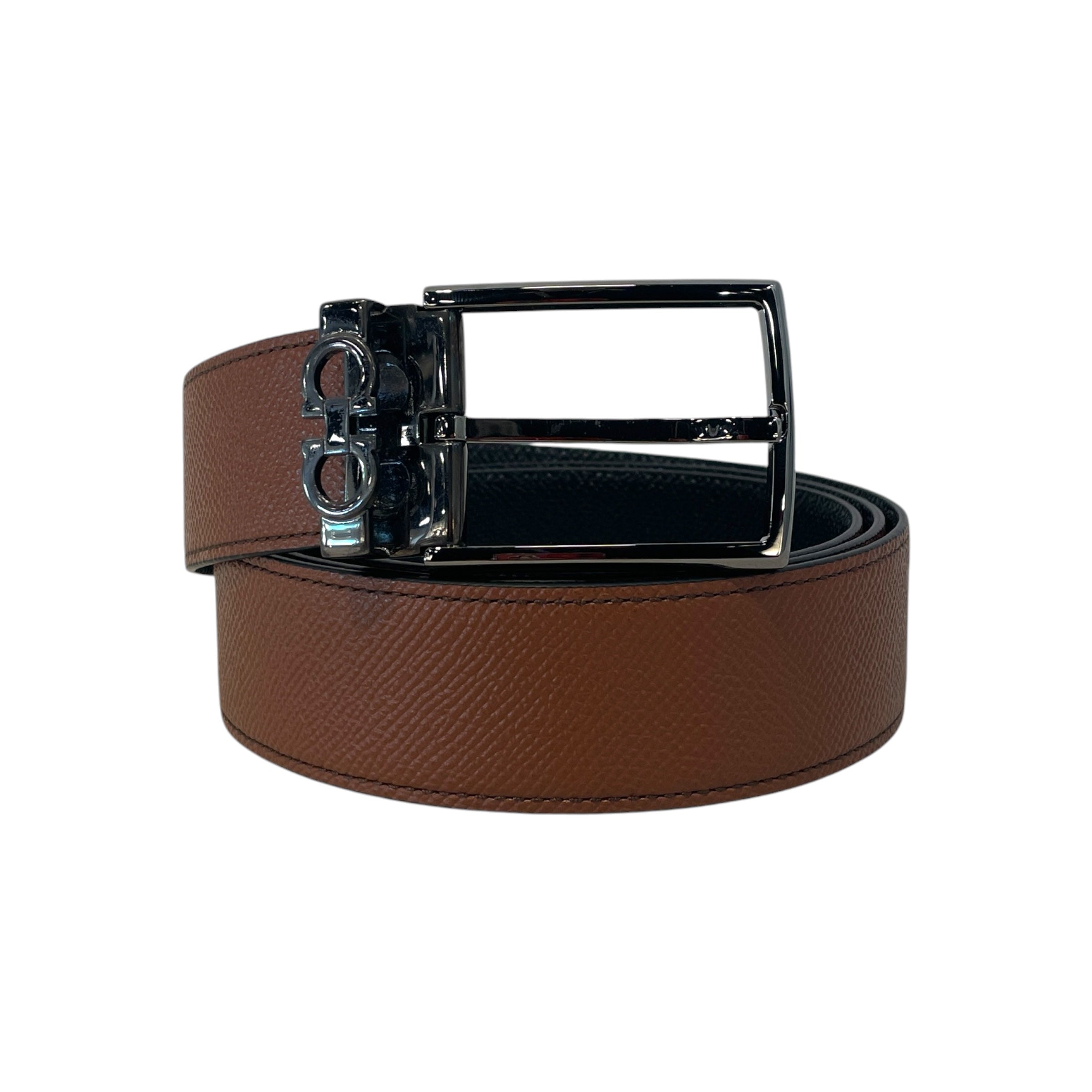 Salvatore Ferragamo/Belt/Leather/BRW/Textured with Gancini view 1