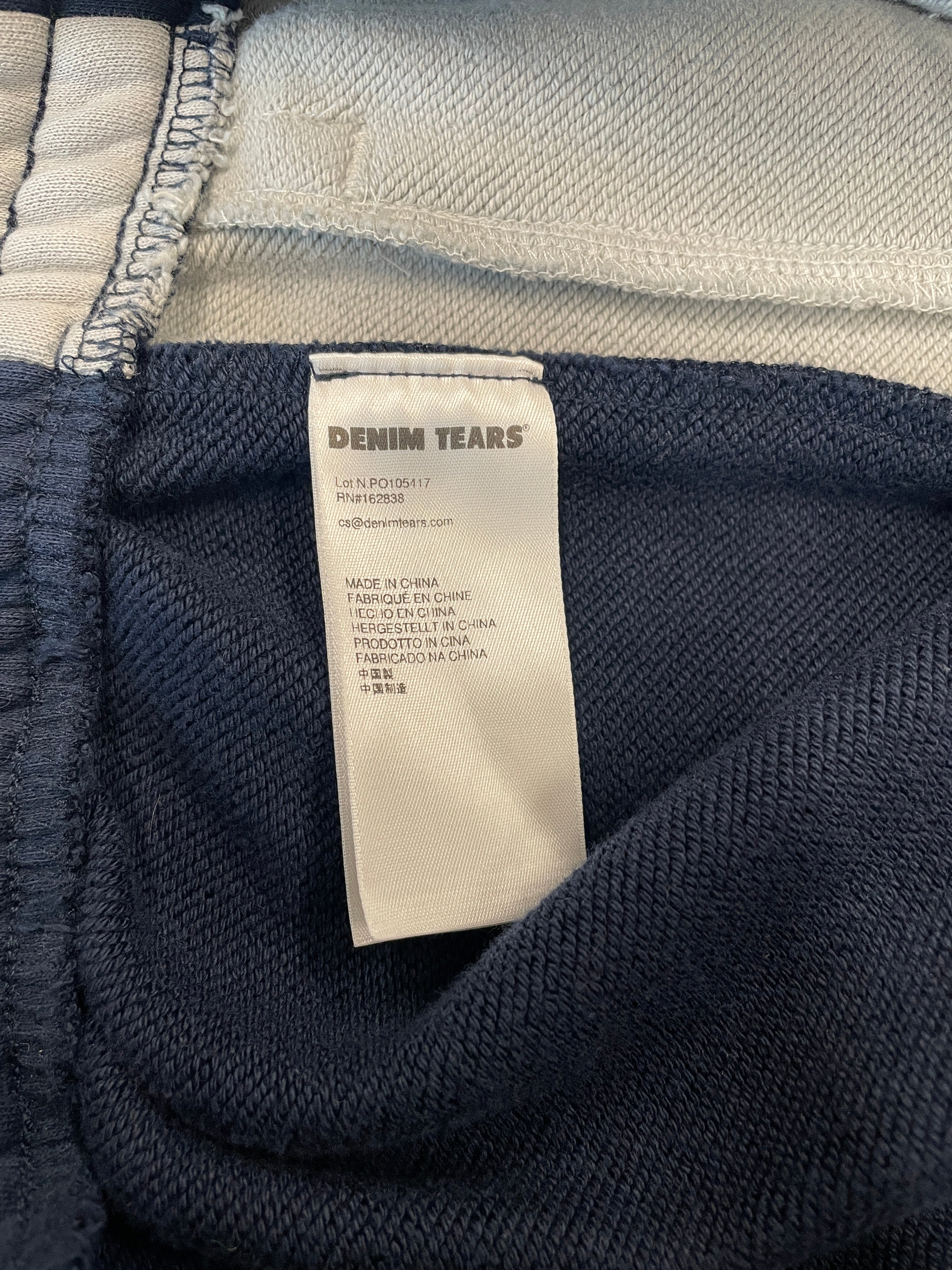 DENIM TEARS/Shorts/XXL/Cotton/NVY/GRY SIDE STRIPES/BTM LOGO view 5