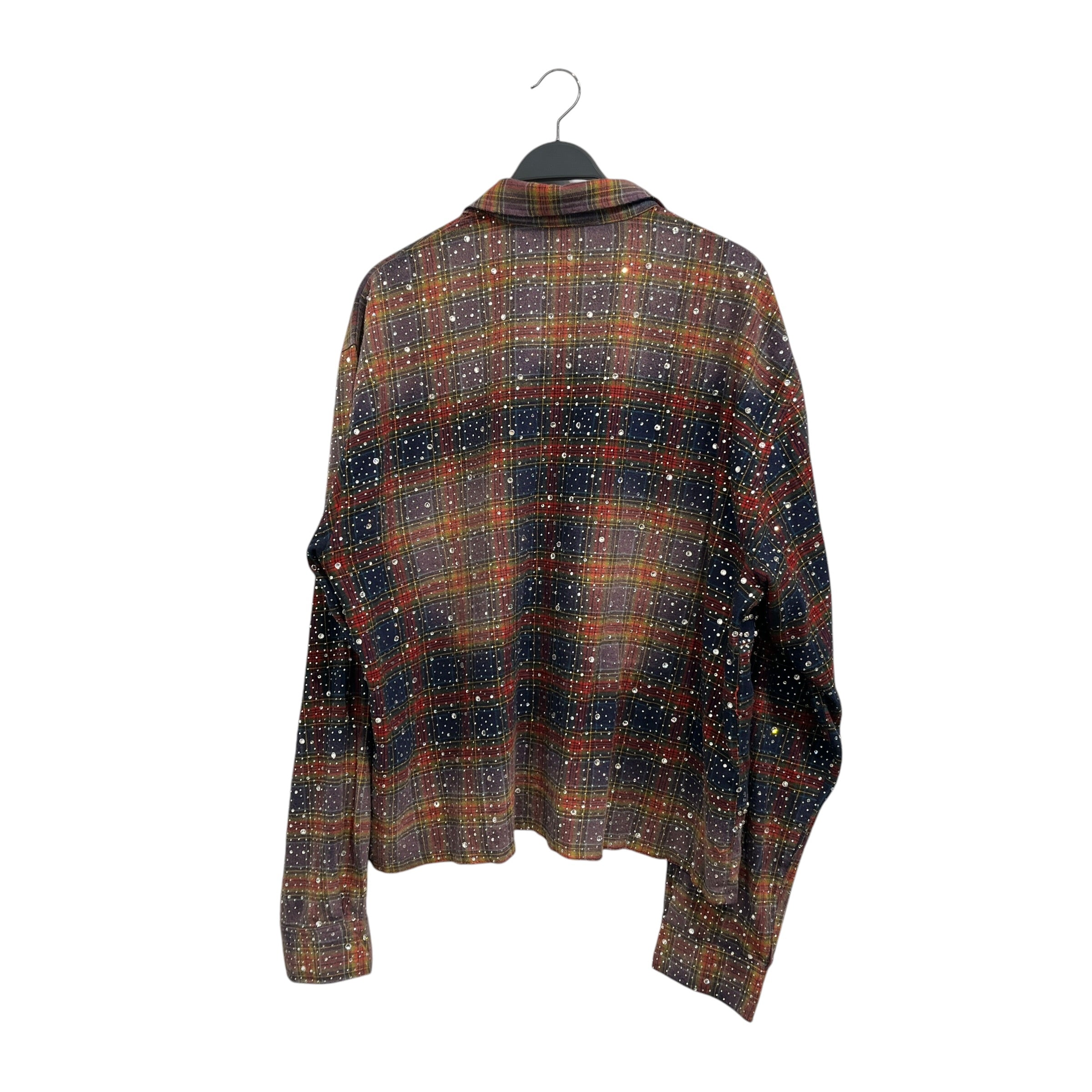 Vale/LS Shirt/XXL/Cotton/MLT/Plaid/Purple Yellow Red w/ Gems view 2