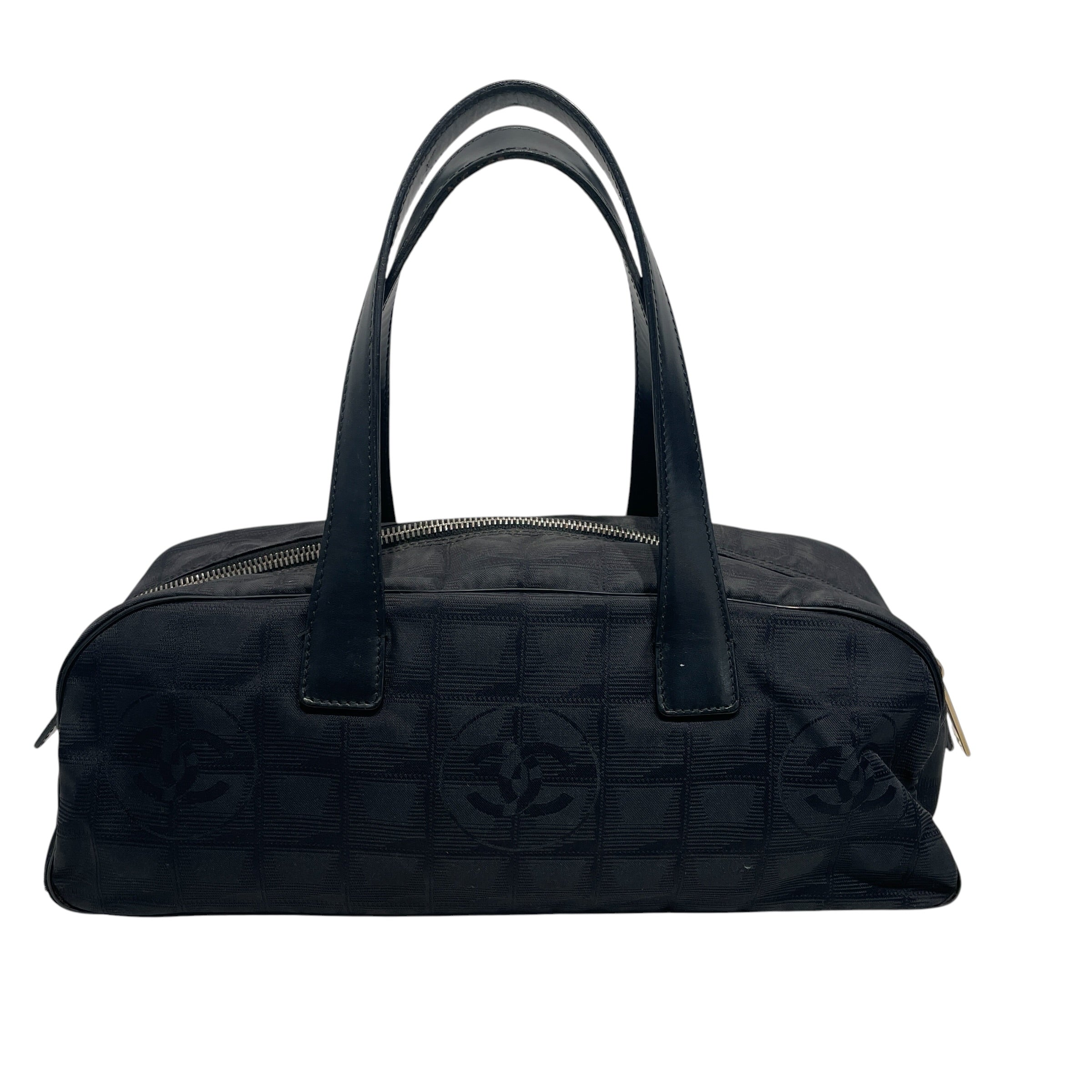 CHANEL/Hand Bag/Monogram/Cotton/BLK/LIGNE BOWLING BAG view 1