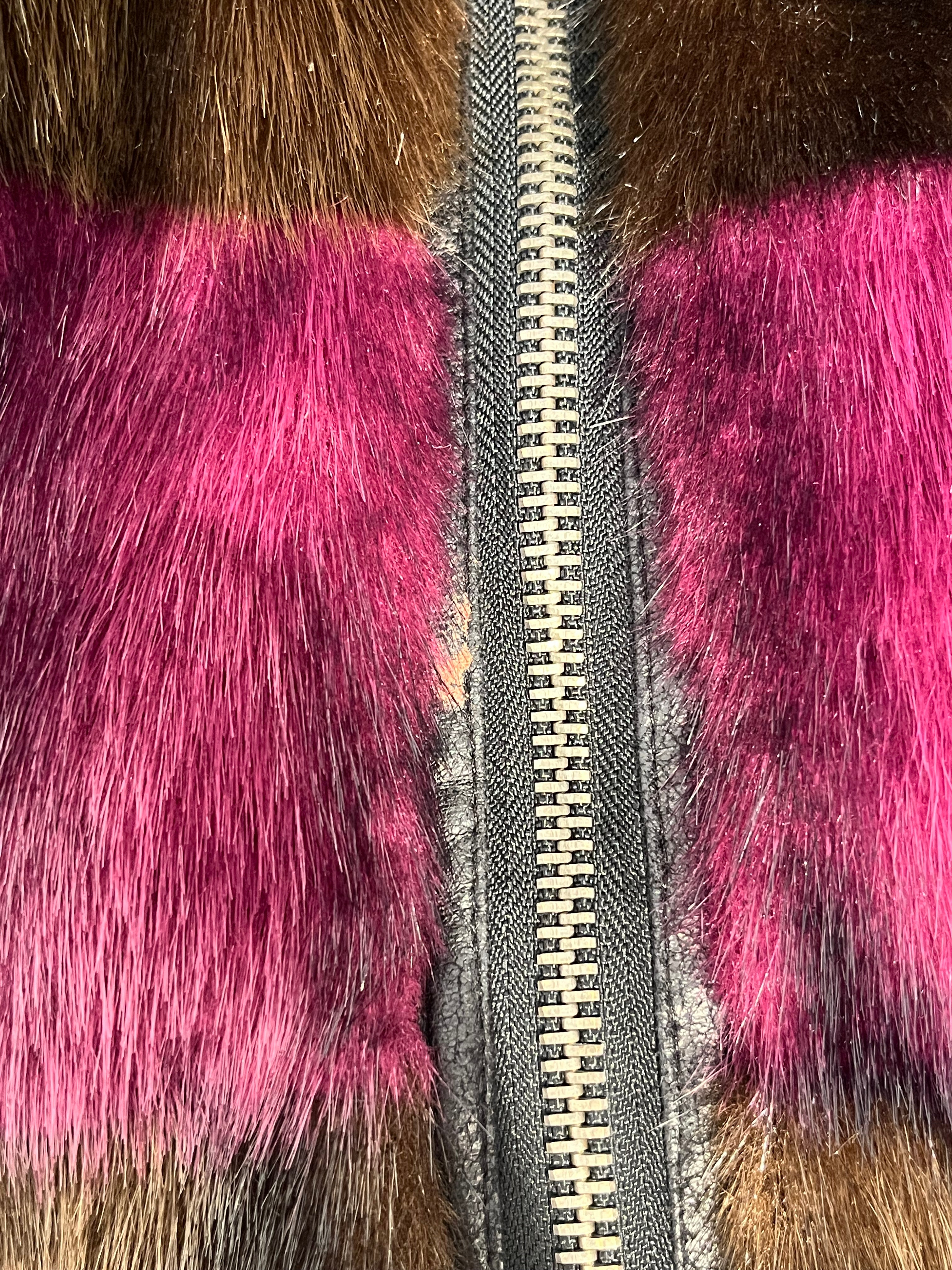 CUSTO BARCELONA/Jacket/Stripe/Fake Fur/PPL/ZIP UP BROWN ANYTIME view 5
