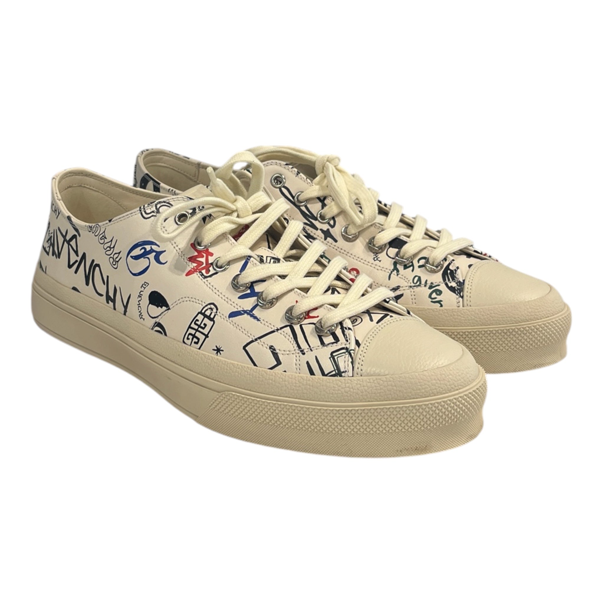 GIVENCHY/Low-Sneakers/EU 45/All Over Print/Leather/WHT/SCRIBBLED CITY LOW view 1