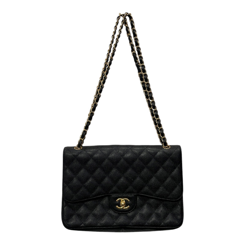CHANEL/Hand Bag/Leather/BLK/caviar jumbo dbl flap