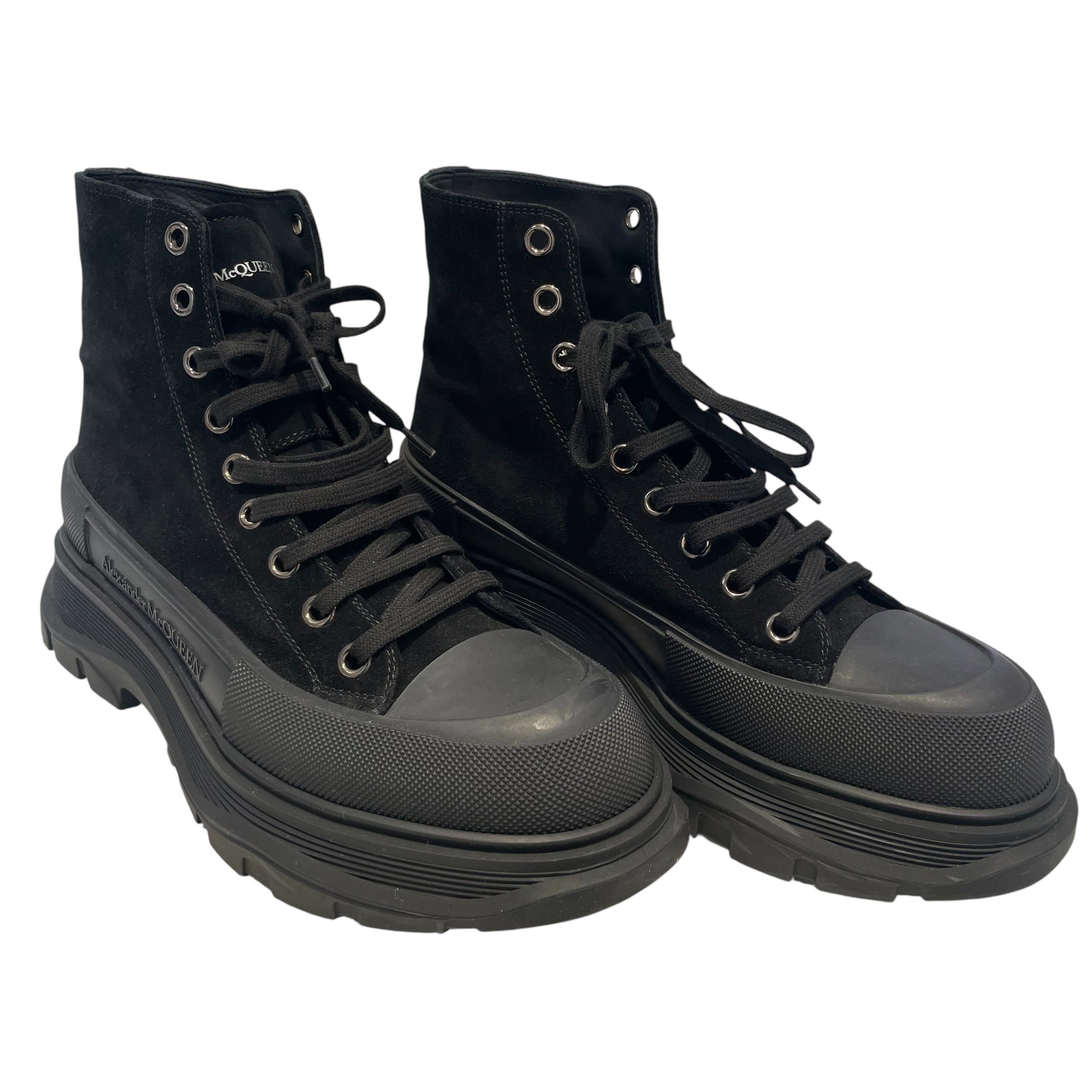 Alexander McQueen/Boots/EU 43.5/Cotton/BLK/blk hardware/combat boots view 1