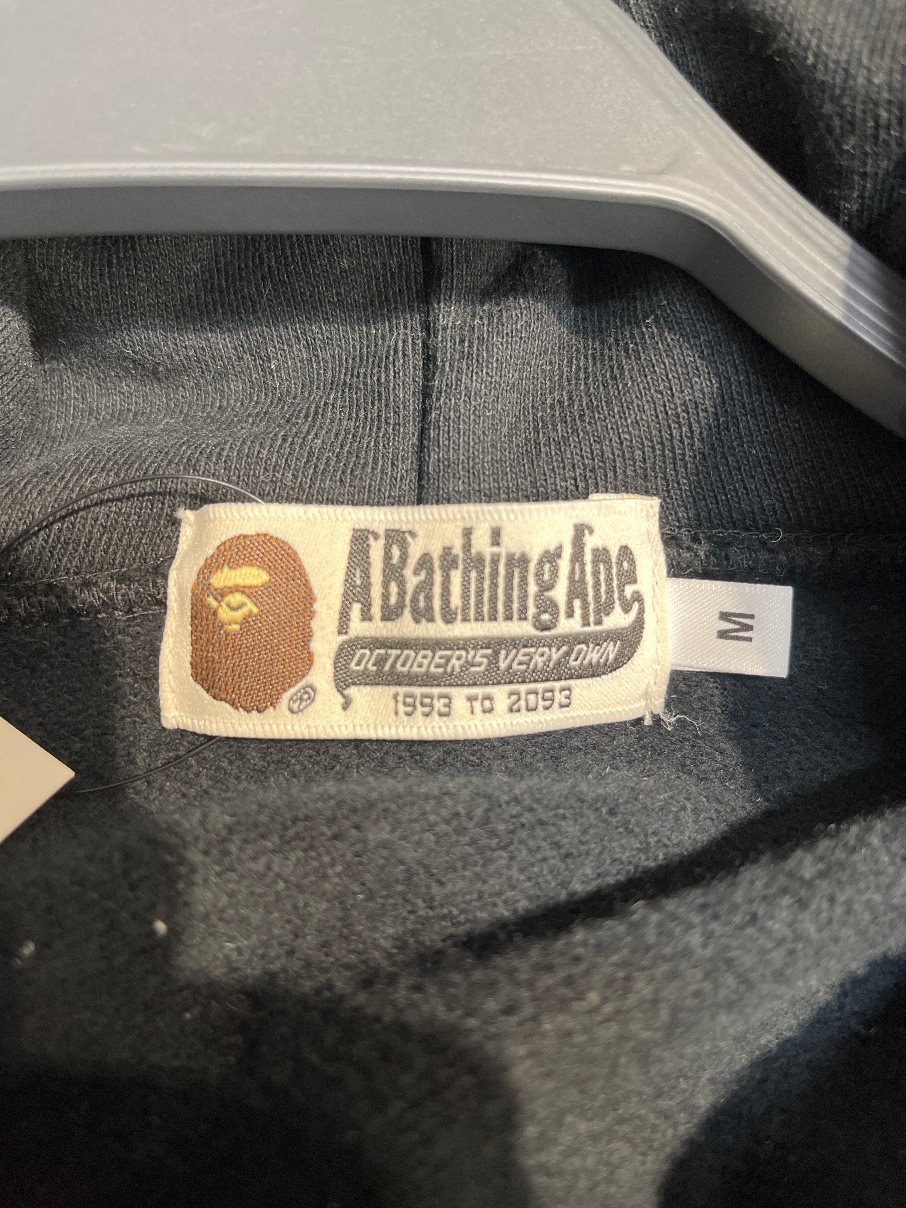 BAPE/OCTOBER’S VERY OWN/Hoodie/M/BLK/Cotton/APE LOGO view 3