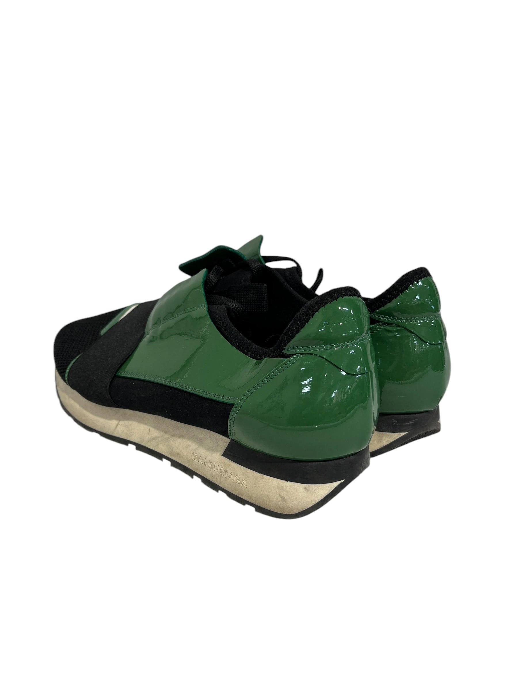 BALENCIAGA/Low-Sneakers/EU 41/Cotton/GRN/black green balenci runner view 2