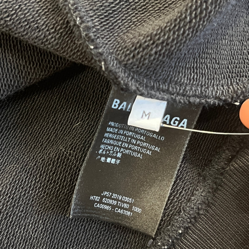 BALENCIAGA/Zip Up Hoodie/M/Graphic/Cotton/BLK/Mastercard Logo Hoodie