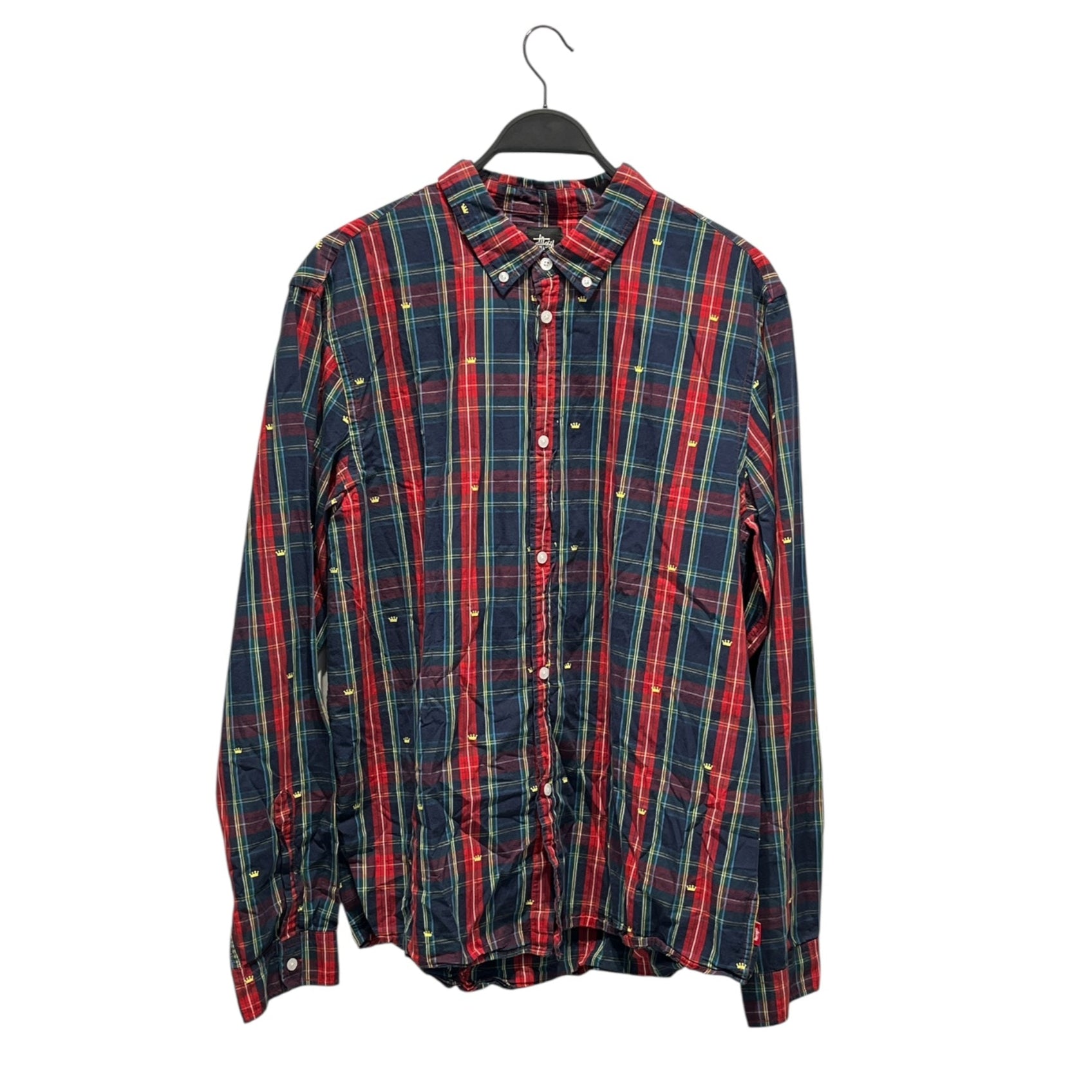 STUSSY/LS Shirt/XL/Cotton/NVY/Plaid/Crown Flannel view 1