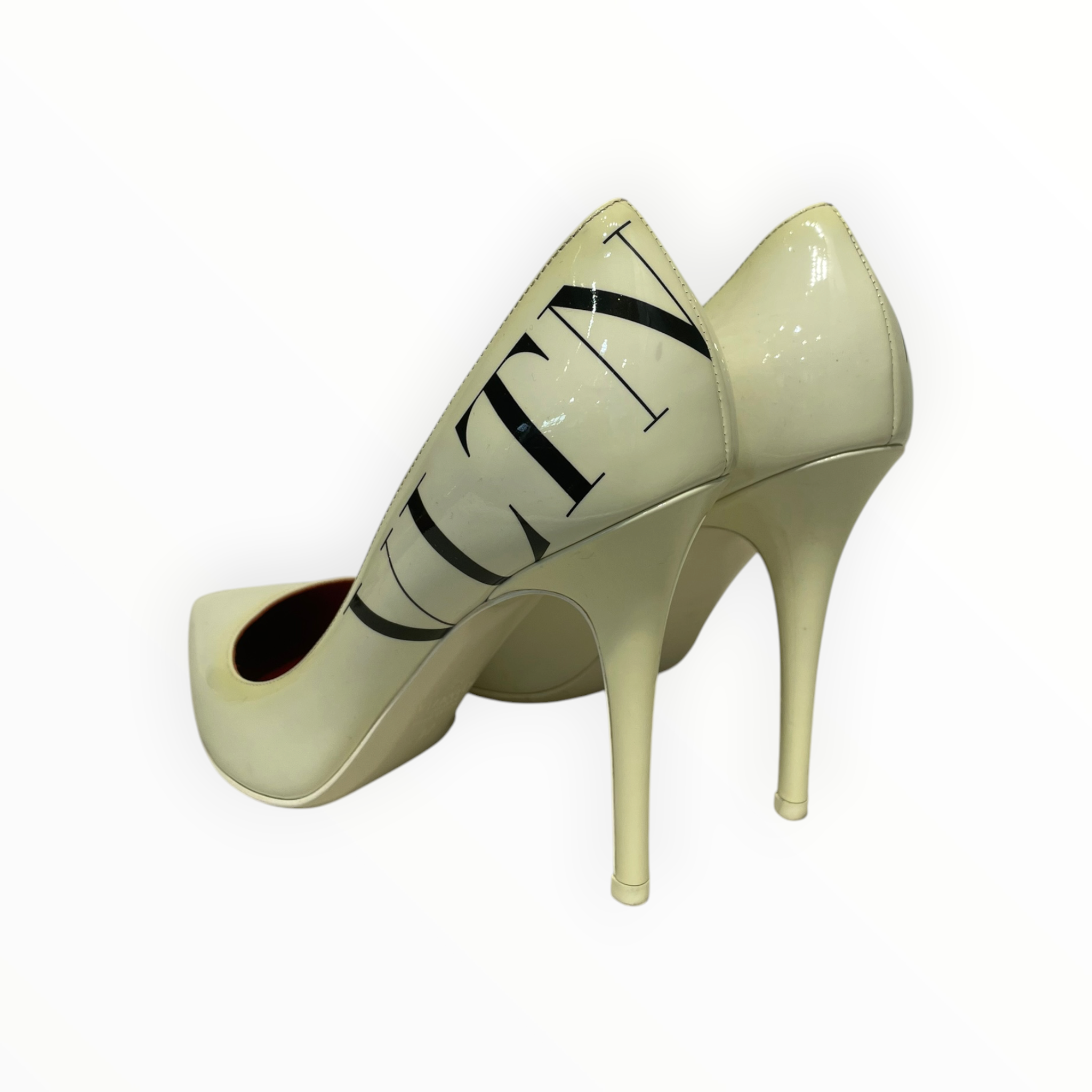 VALENTINO GARAVANI/Heels/EU 37/Graphic/Leather/WHT/RED INSIDE view 2
