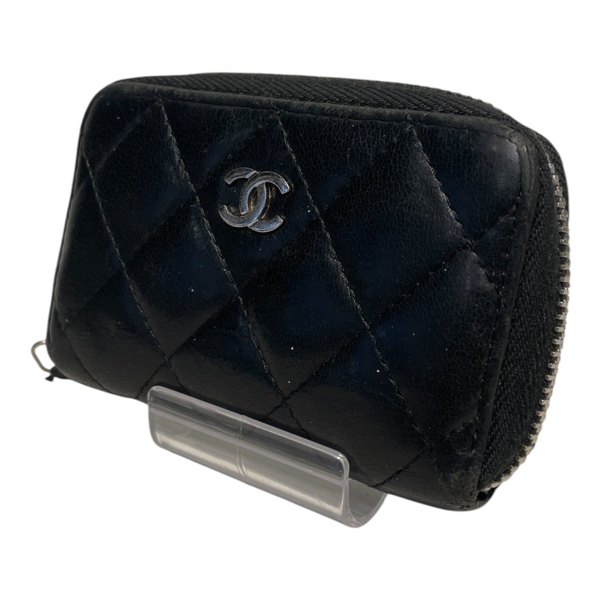 CHANEL/Wallet/Leather/BLK/Lambskin zip wallet view 1
