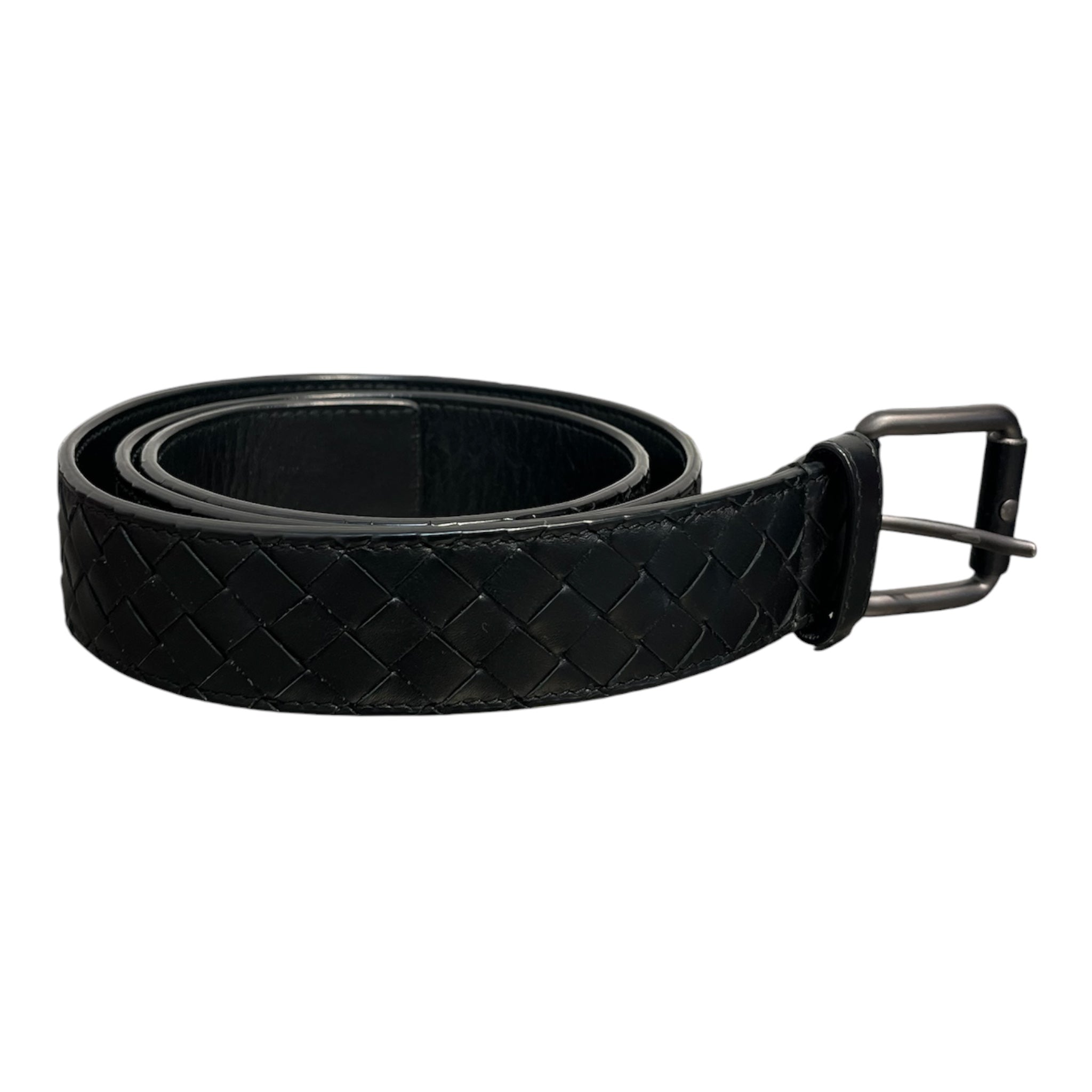 BOTTEGA VENETA/Belt/Leather/BLK/waffle belt view 1