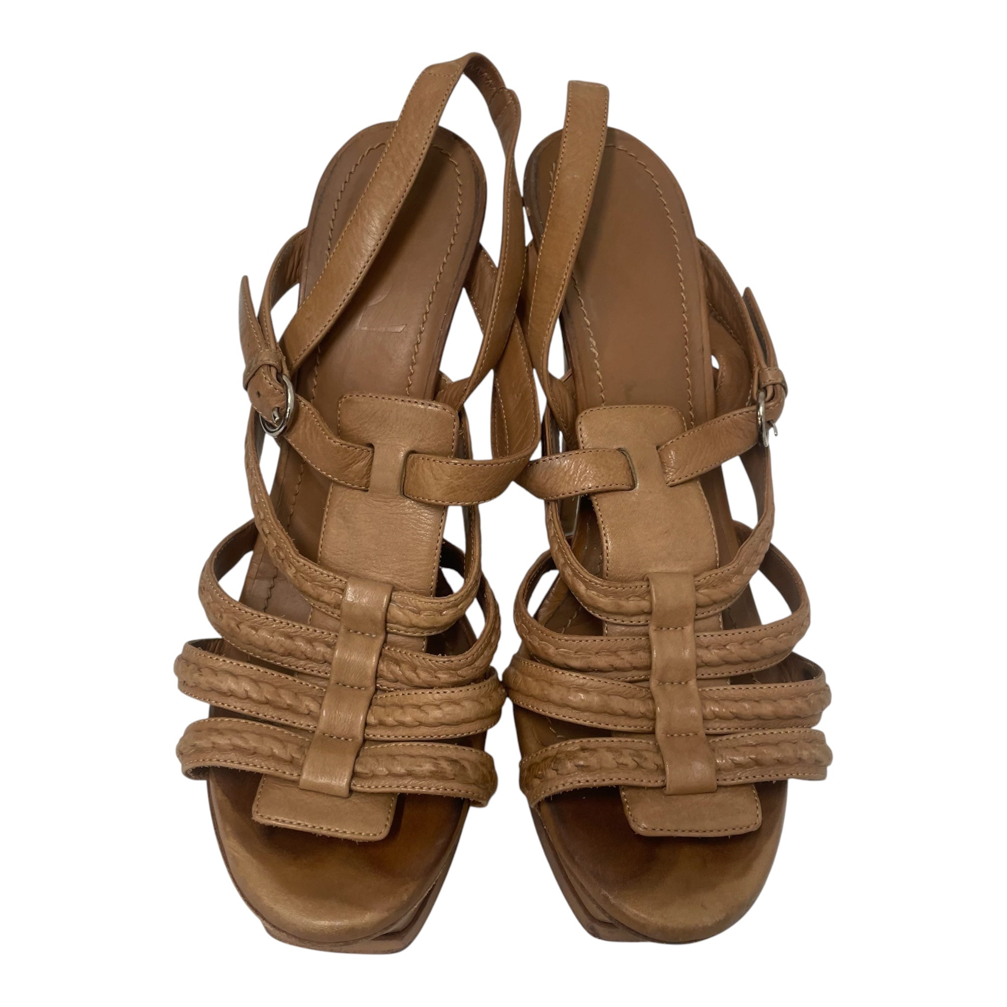 YVES SAINT LAURENT/Heels/US 8/Stripe/Leather/BEG/BRAIDEDTAN view 4