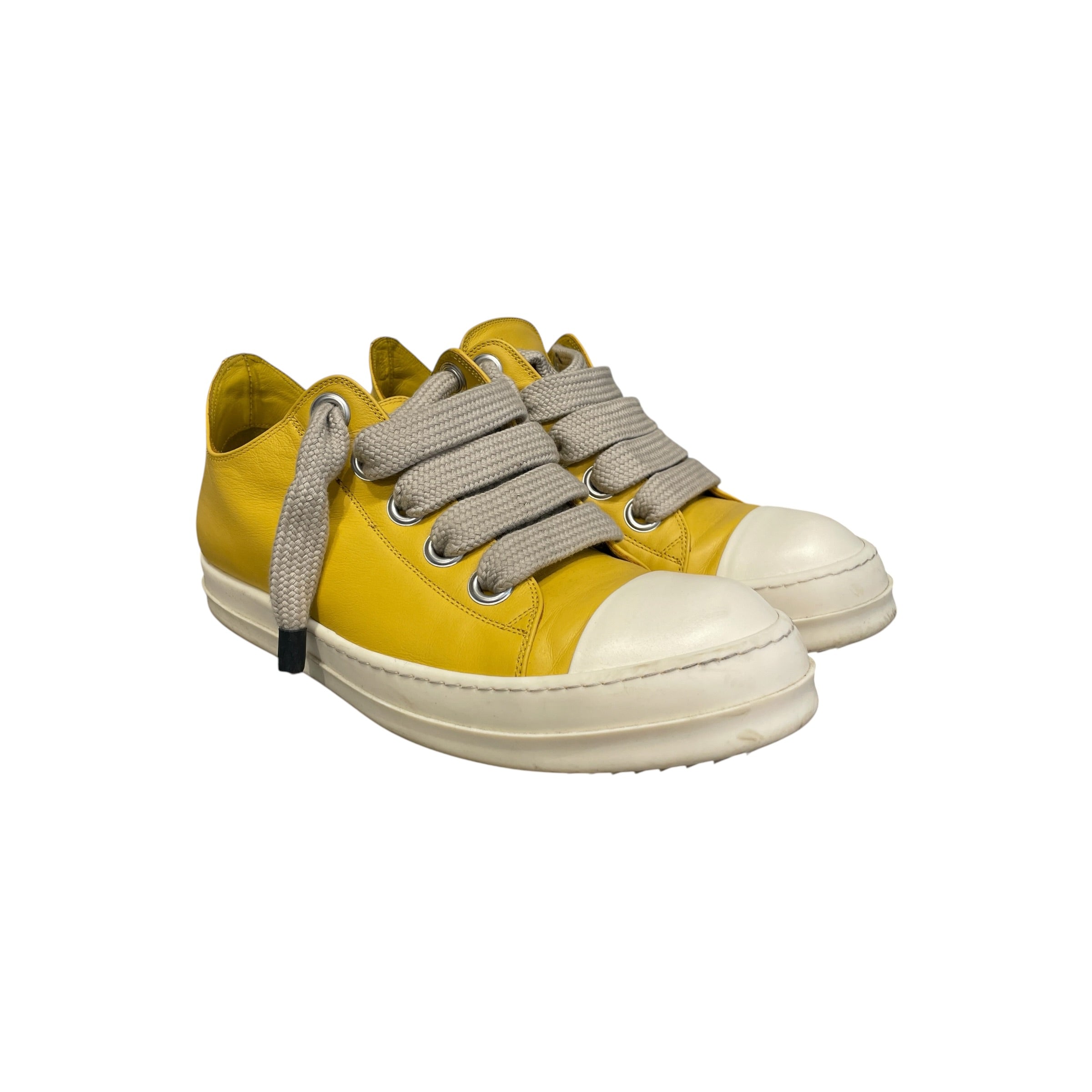 Rick Owens/Low-Sneakers/EU 45/Leather/YEL/white toe large laces view 1