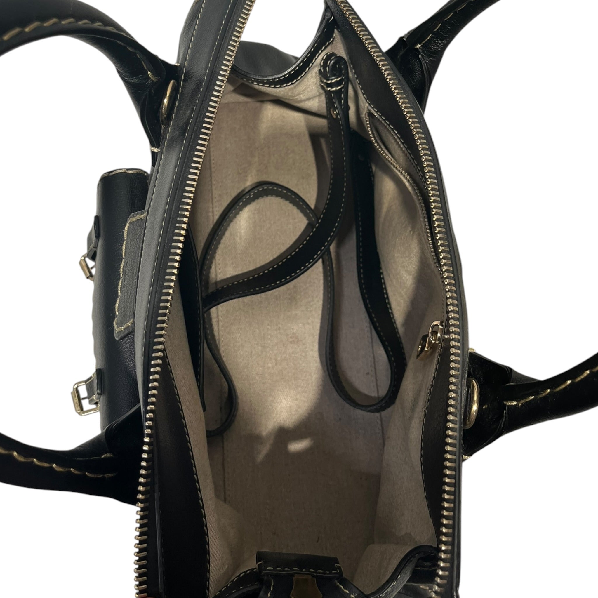 Chloe/Hand Bag/Leather/BLK/chloe edith large white stitch view 3