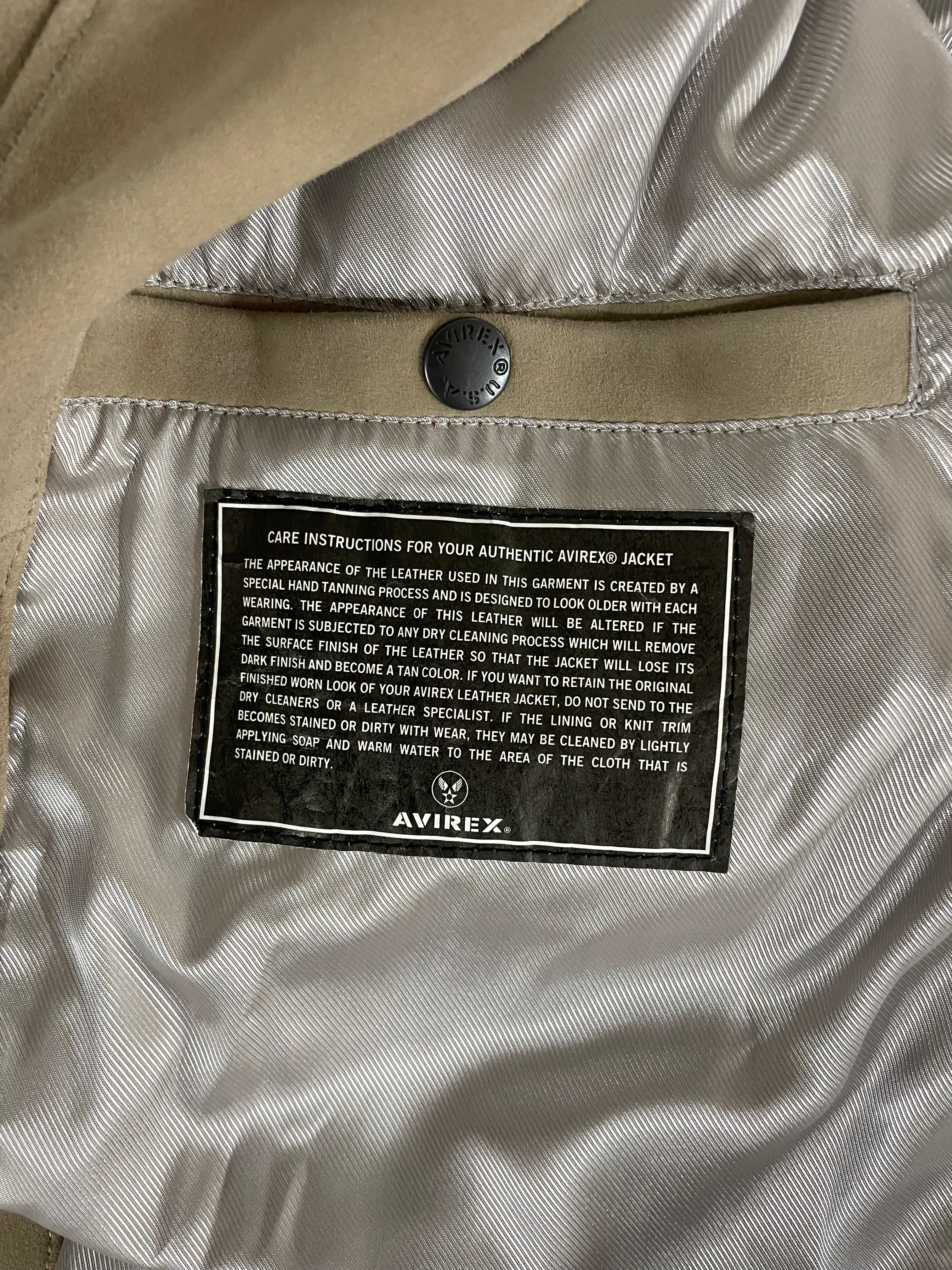 AVIREX/Jacket/XL/Suede/KHK/VARSITY BOMBER/ LOGO BACK/FRNT view 6